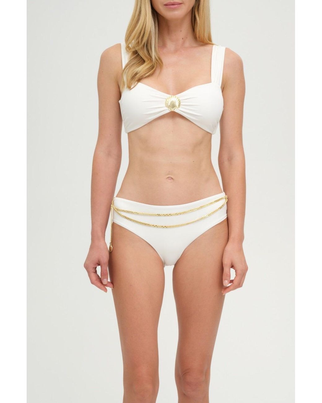Adriana Pappas Designs White Riviera Bottoms With Chain Oatmilk