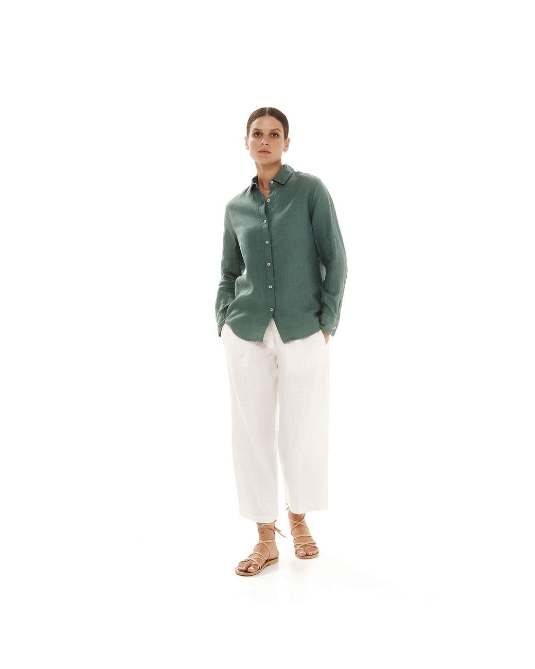 Haris Cotton Blue Solid Linen Shirt With Long Sleeved