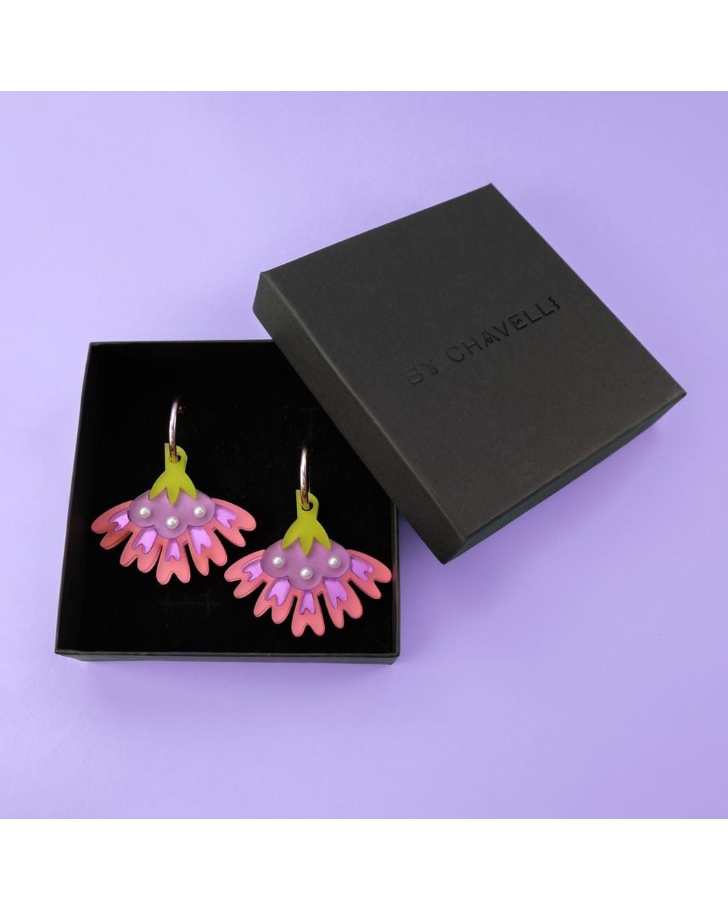 By Chavelli Pink Cosmos Flower Earrings