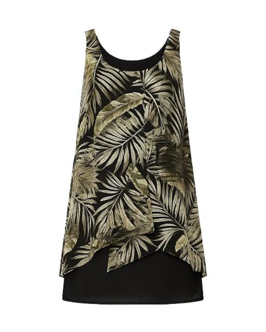 Conquista Black Sleeveless Print Chiffon Dress With Layers