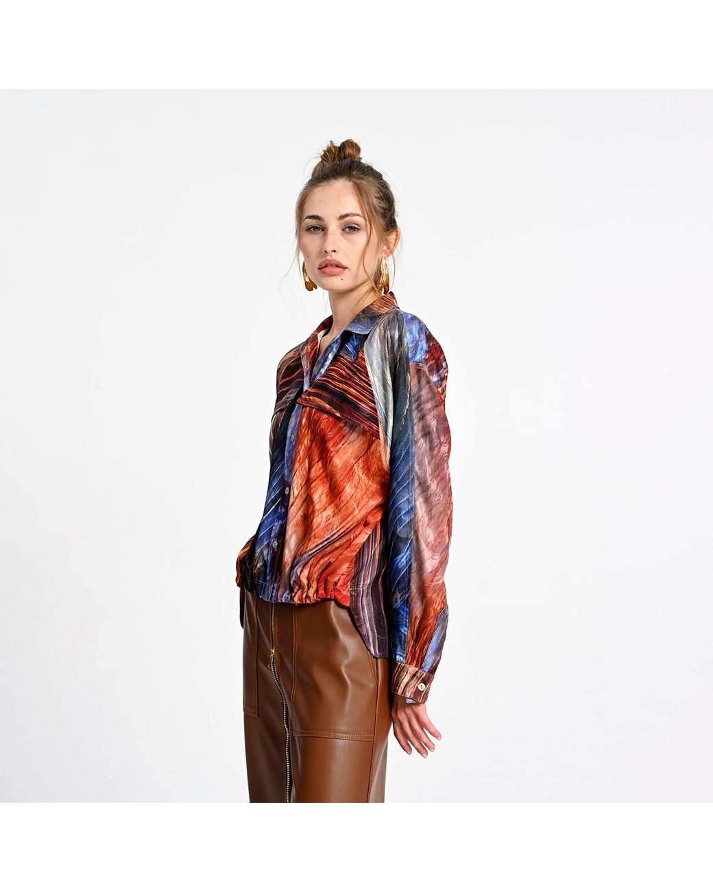 Lalipop Design Red Abstract Print Button-Down Shirt