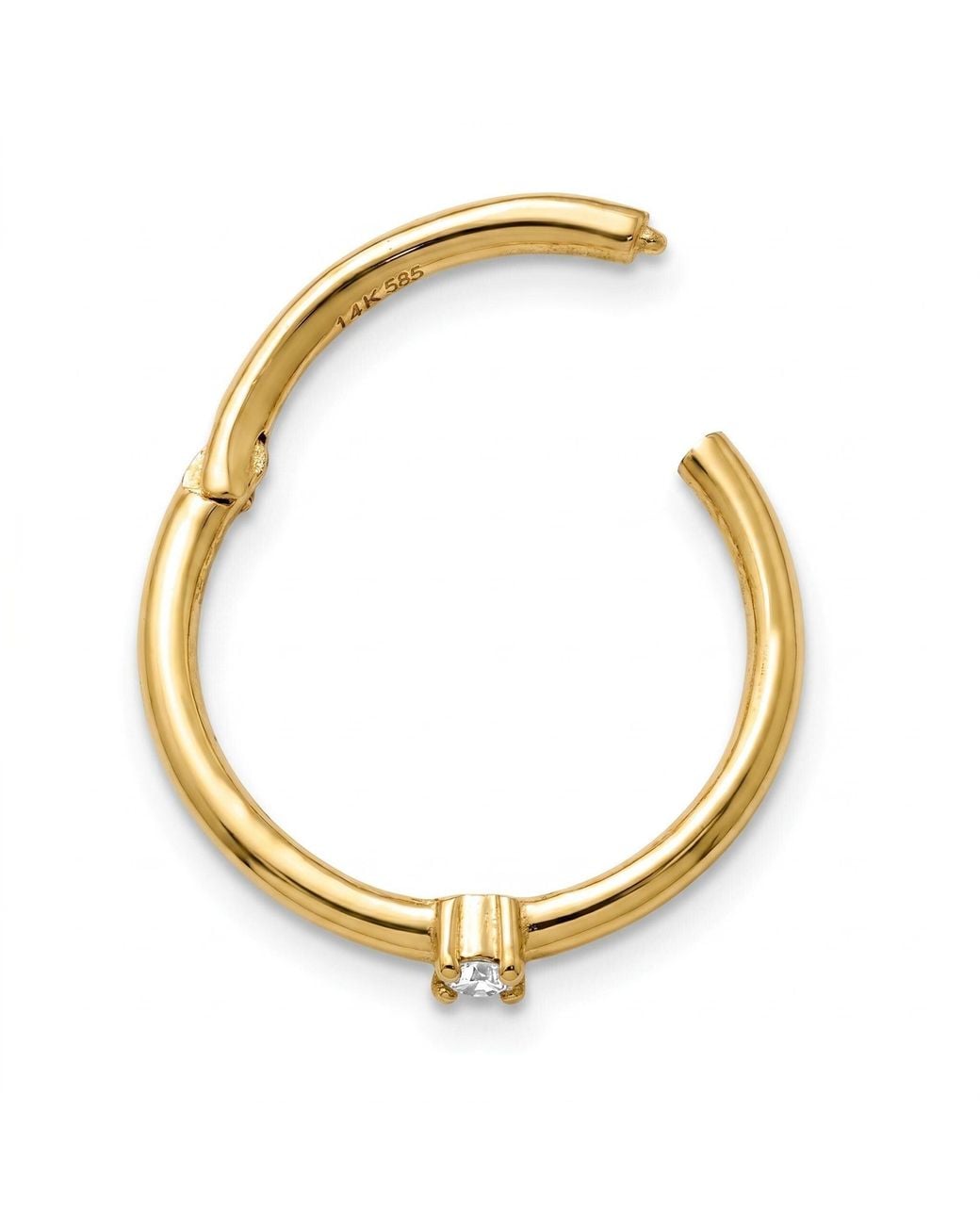 Zahav Jewelry Metallic 14K Solid Natural Diamond Clicker Hoop
