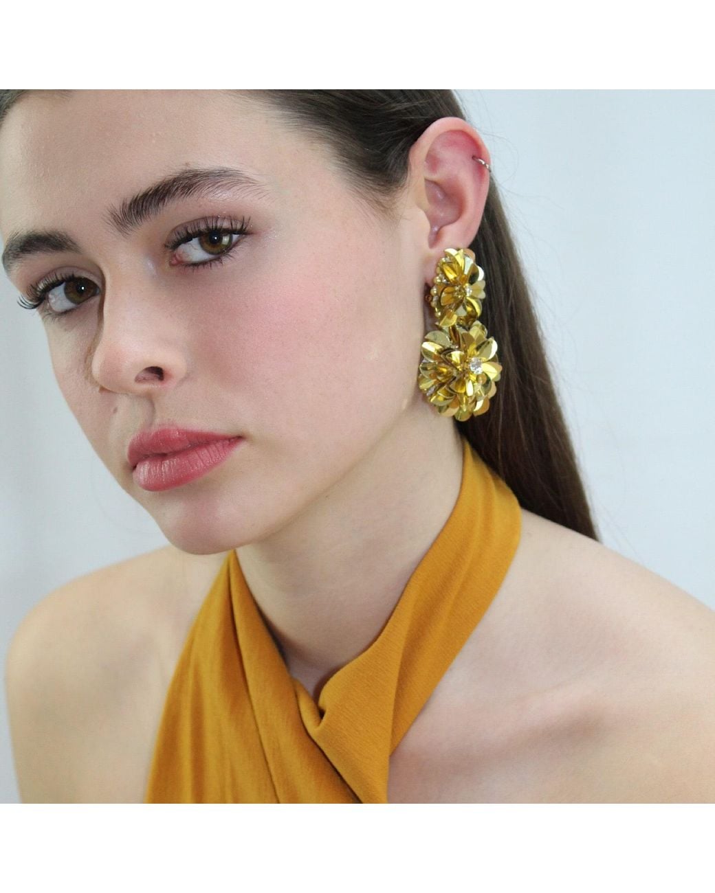PINAR OZEVLAT Yellow Blossom Drop Earrings