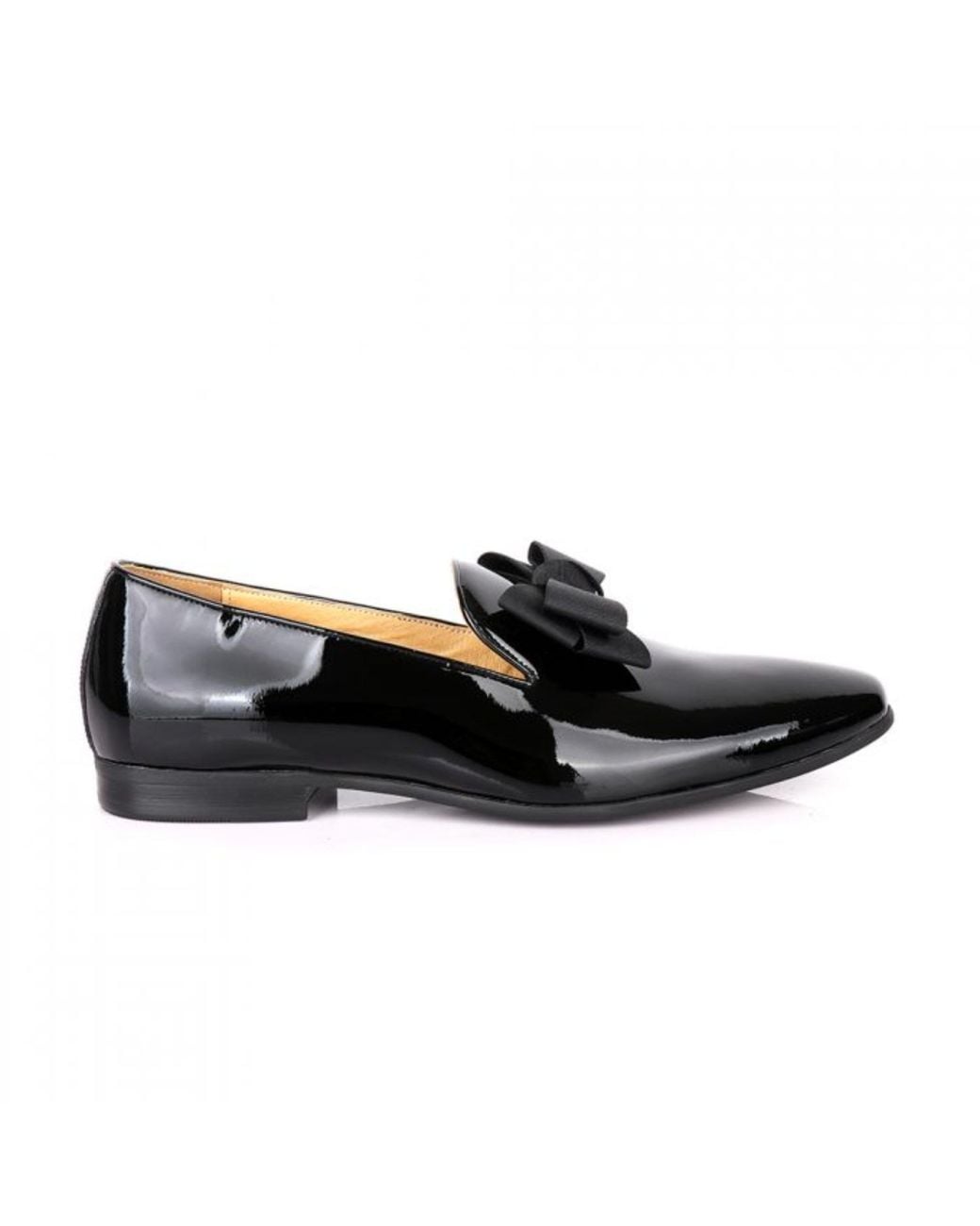 DAVID WEJ Black Alfred Patent Bow Tie Loafers for men