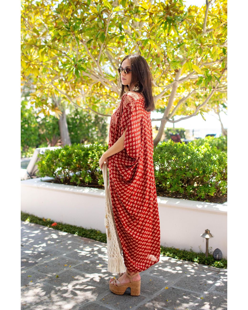 Jennafer Grace Red Artemis Ochre Paisley Caftan