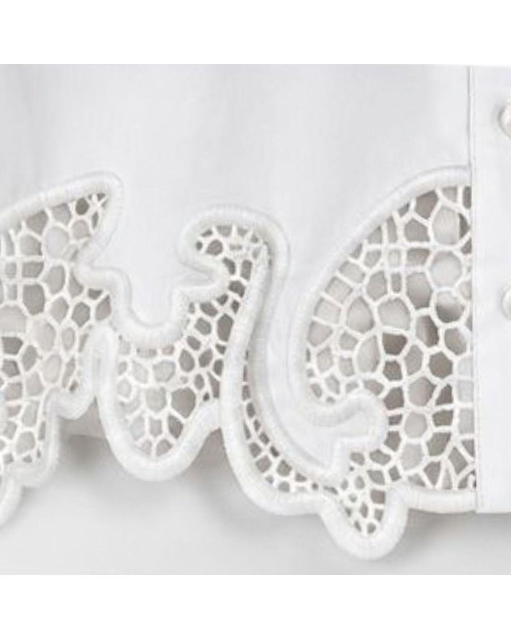Ma Mulier White Embroidered Cutwork Crop Shirt