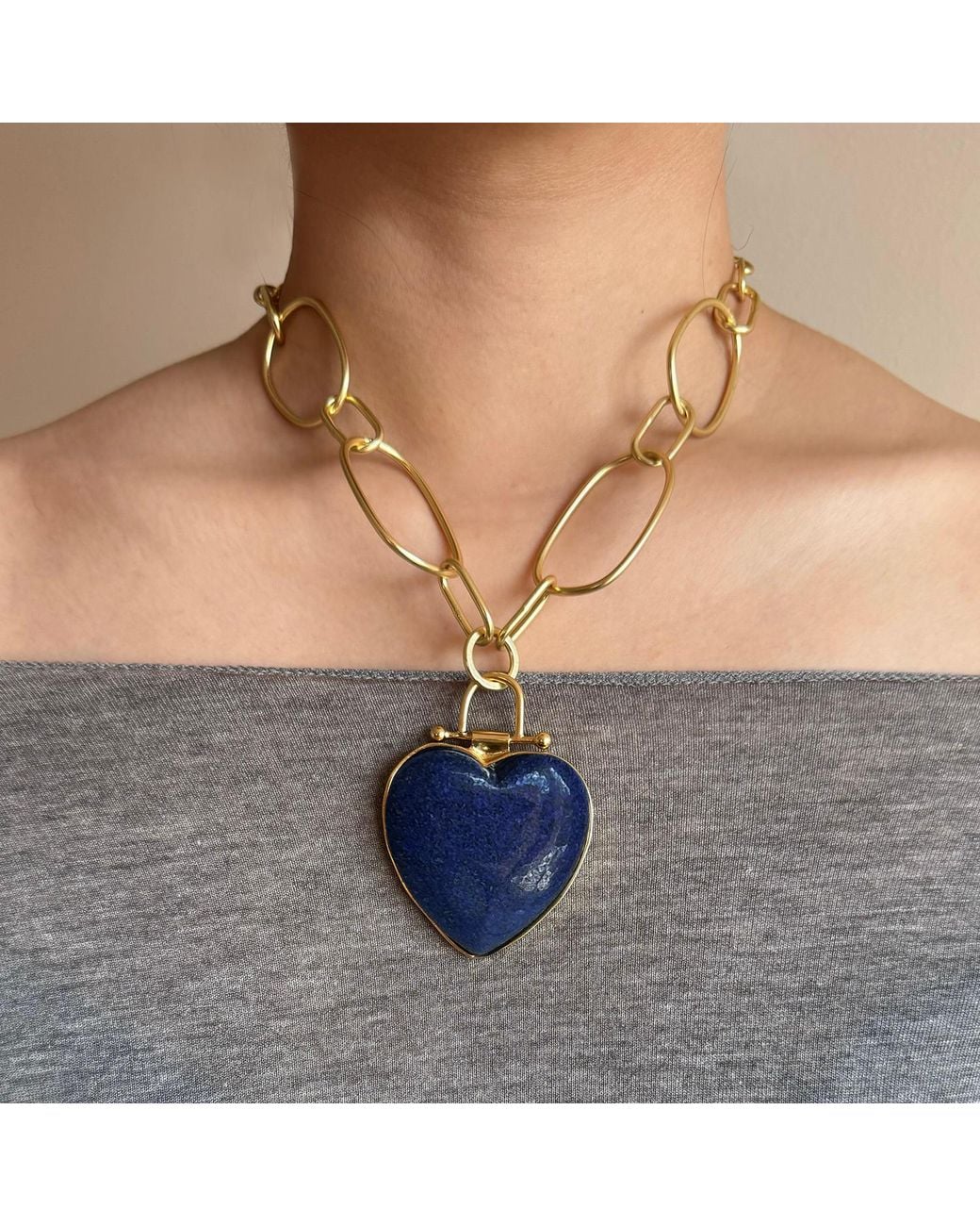 Rare Matters Jewelry Blue Luxe Lapis Lazuli Heart Pendant Necklace