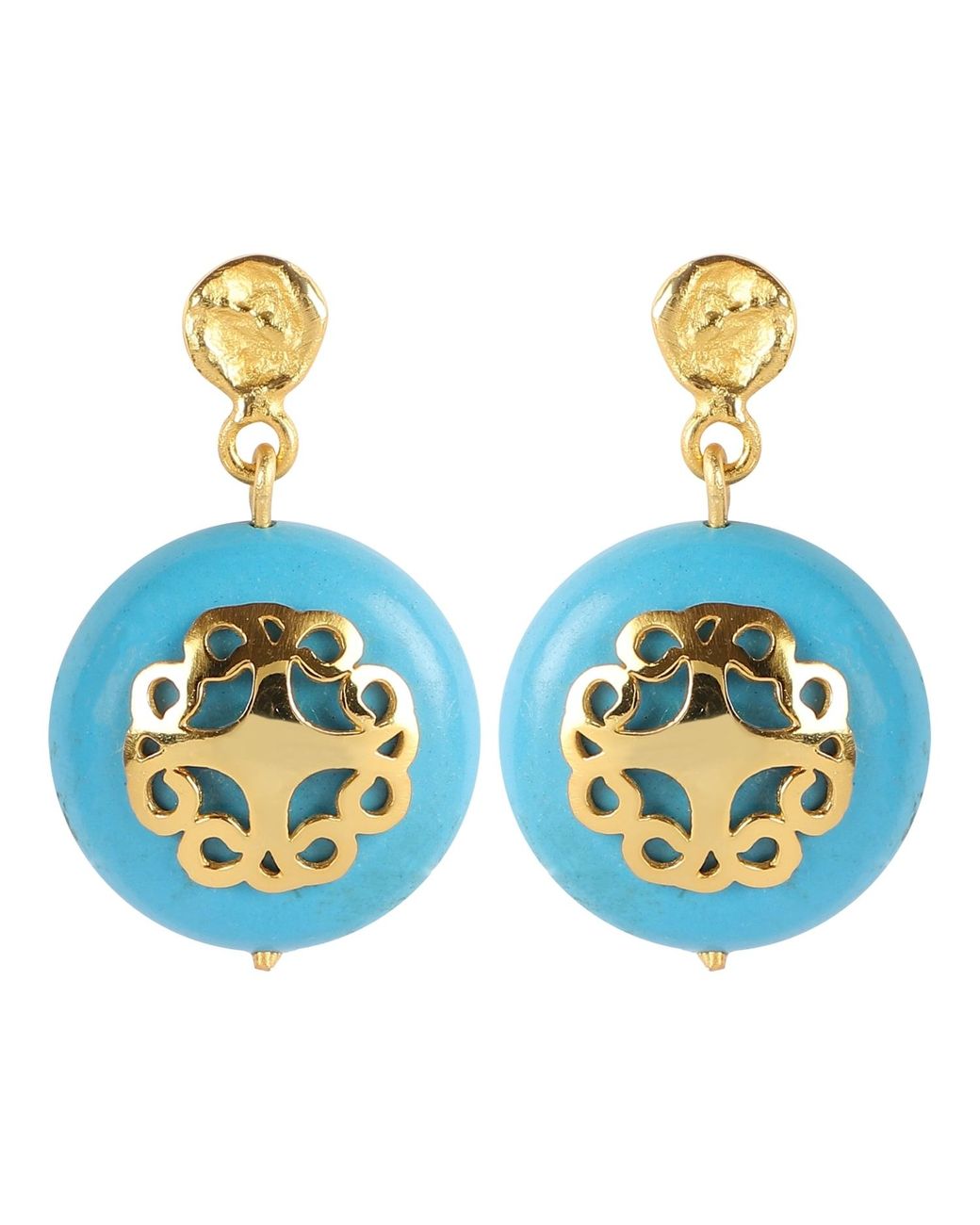 Lila Rasa Metallic Stone Pendant With Filigree