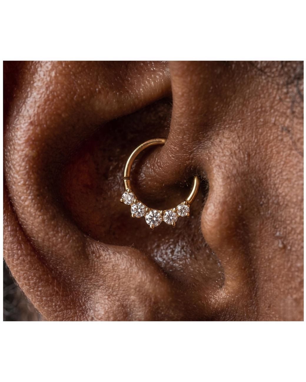 Zahav Jewelry Metallic 10K Solid 16G 8Mm Or 10Mm Cz Clicker Hoop