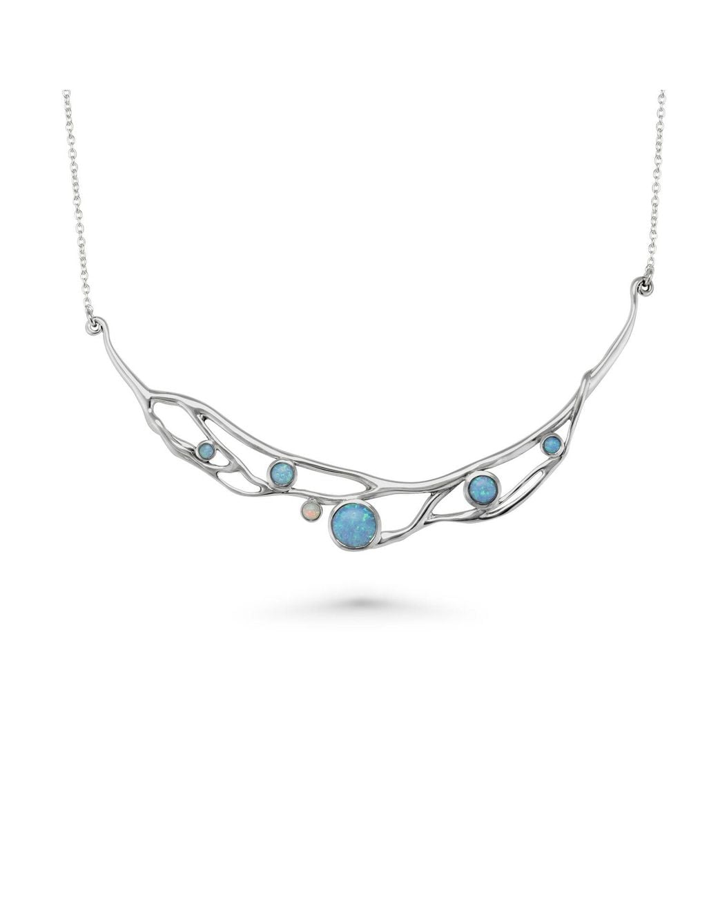 Isla Silver Metallic Handmade Organic & Fire Opal Statement Necklace