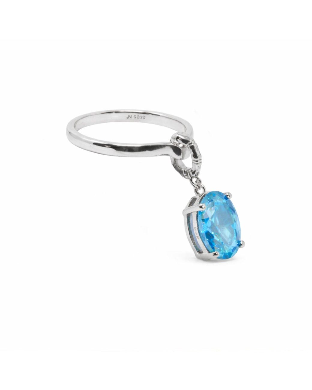 NASI SILVER Blue Crystalis Dancer Dangling Ring- Topaz