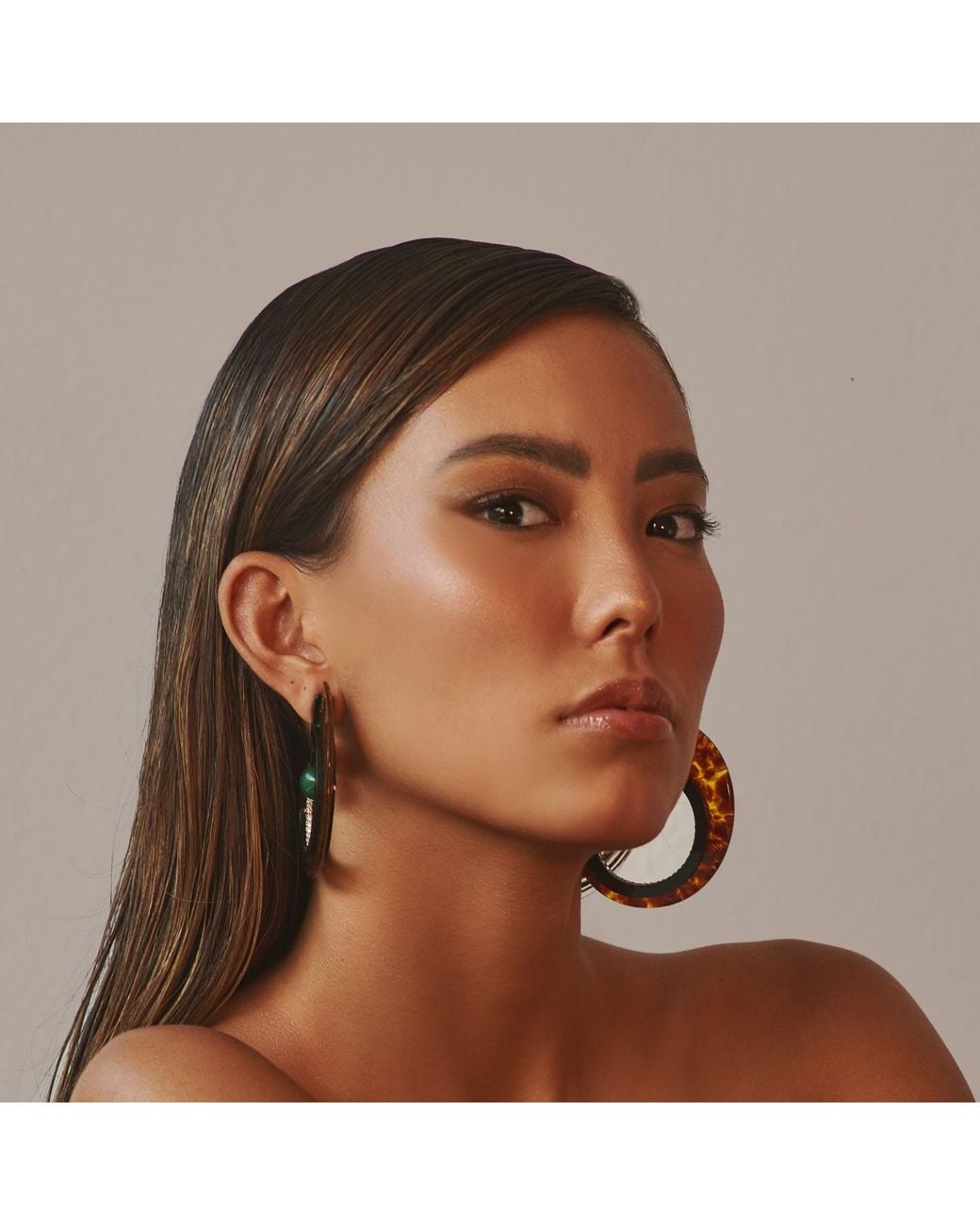 Gissa Bicalho Green Handmade Acrylic Earring Hoops Orion