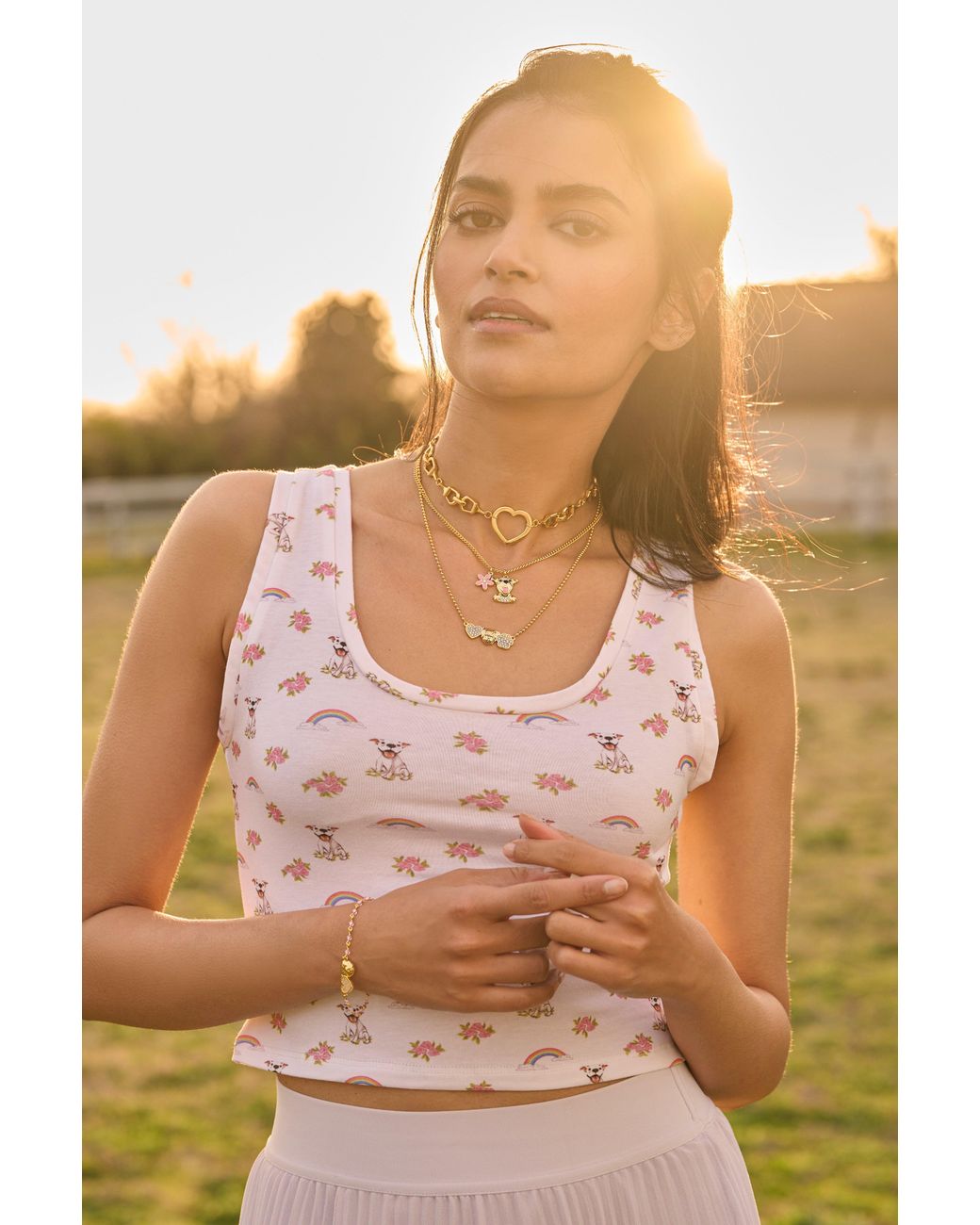 Cloud Haven Metallic Happy Pittie Pendant Necklace