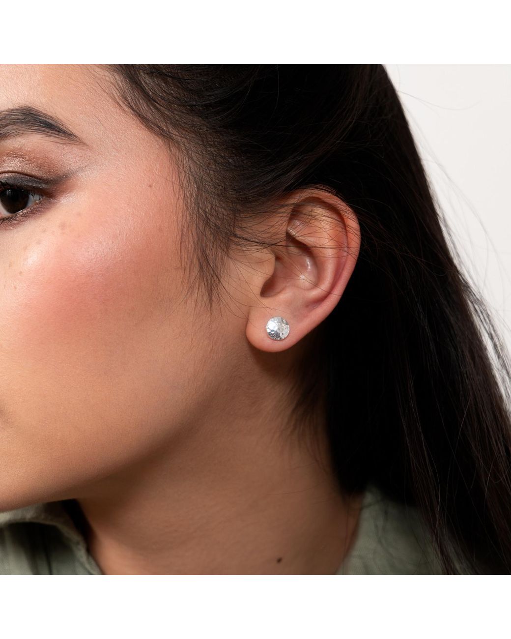 Dower & Hall White Small Round Domed Disc Nomad Studs