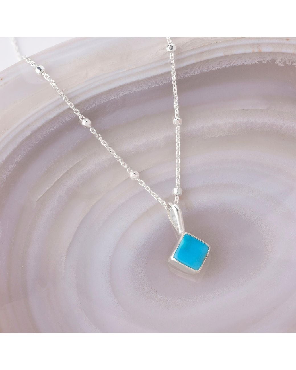Nellou Jewellery Blue Diamond Birthstone Necklace December Sterling
