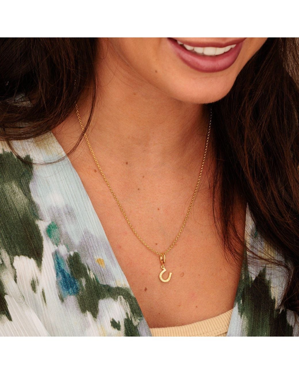 Lily Charmed Metallic Plated Lucky Horseshoe Charm Necklace