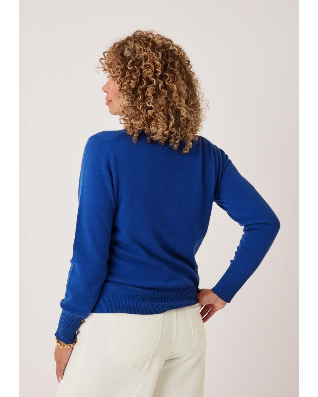 Loop Cashmere Blue Cashmere Crew Neck Sweater