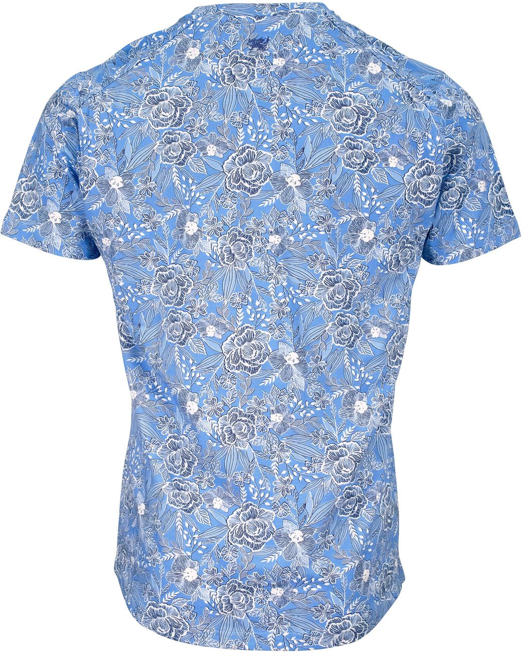 Lords of Harlech Blue Maze Handcut Floral V-Neck Tee for men