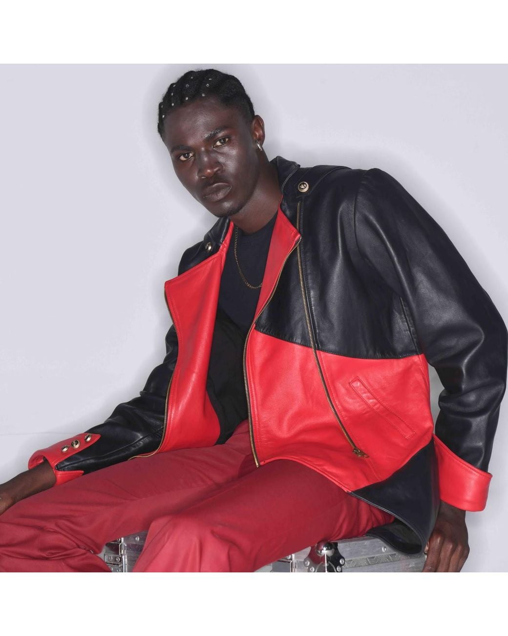 Zasta Studio Red The Gambler Long Coat Leather Jacket for men