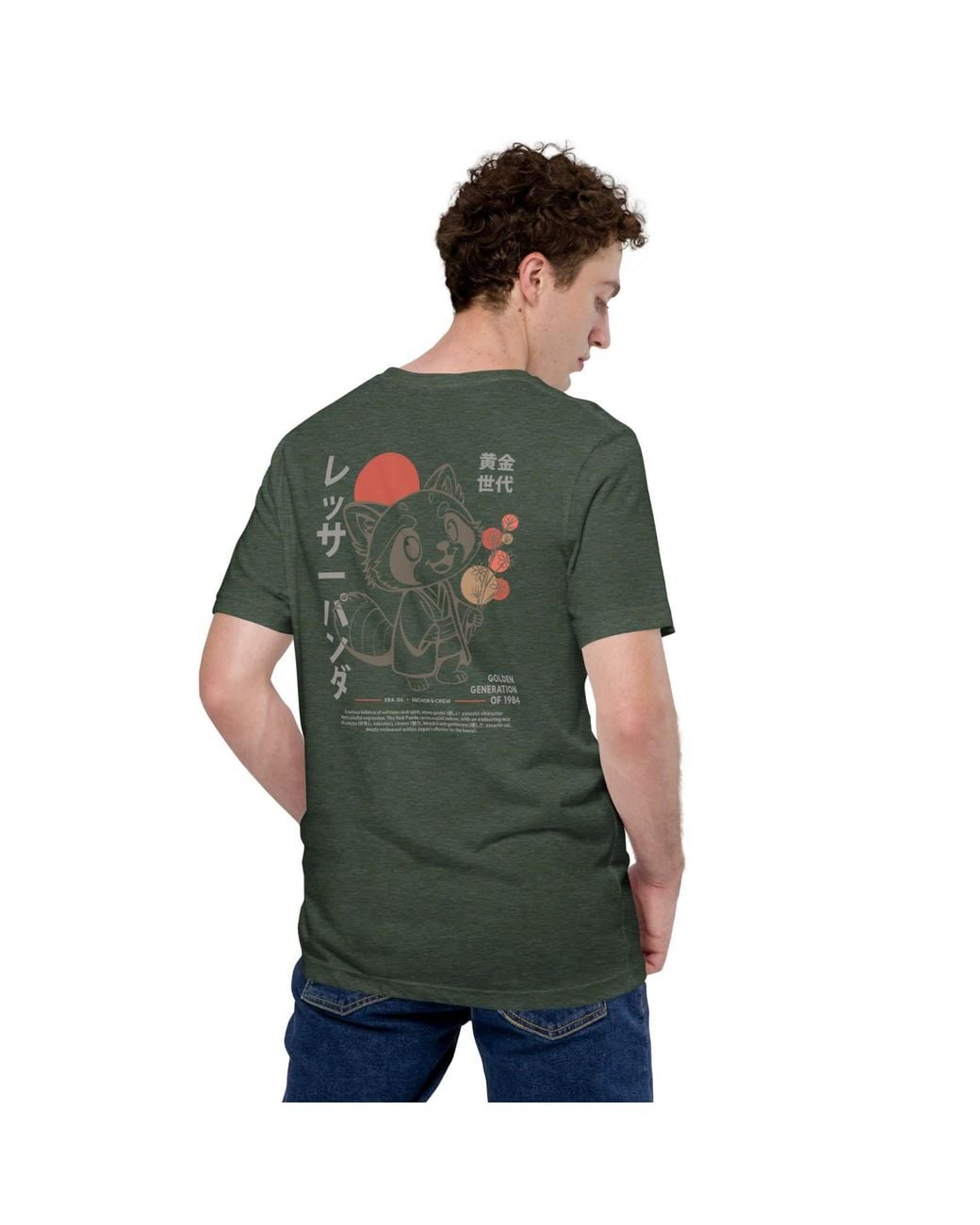 Anchor and Crew Green Forest Six Panda Japan Era Organic Cotton T-Shirt for men