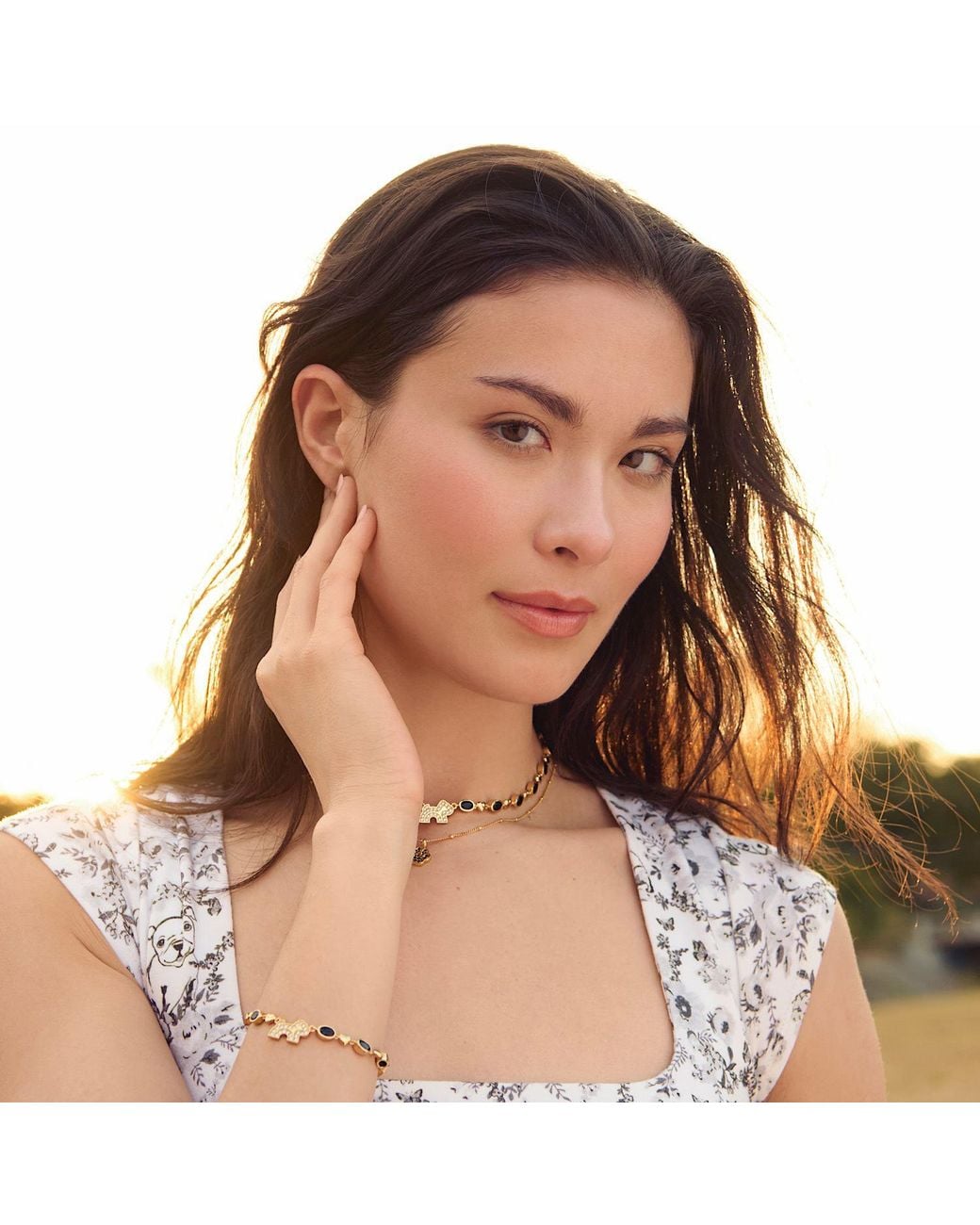 Cloud Haven Metallic Crystal Logo Necklace