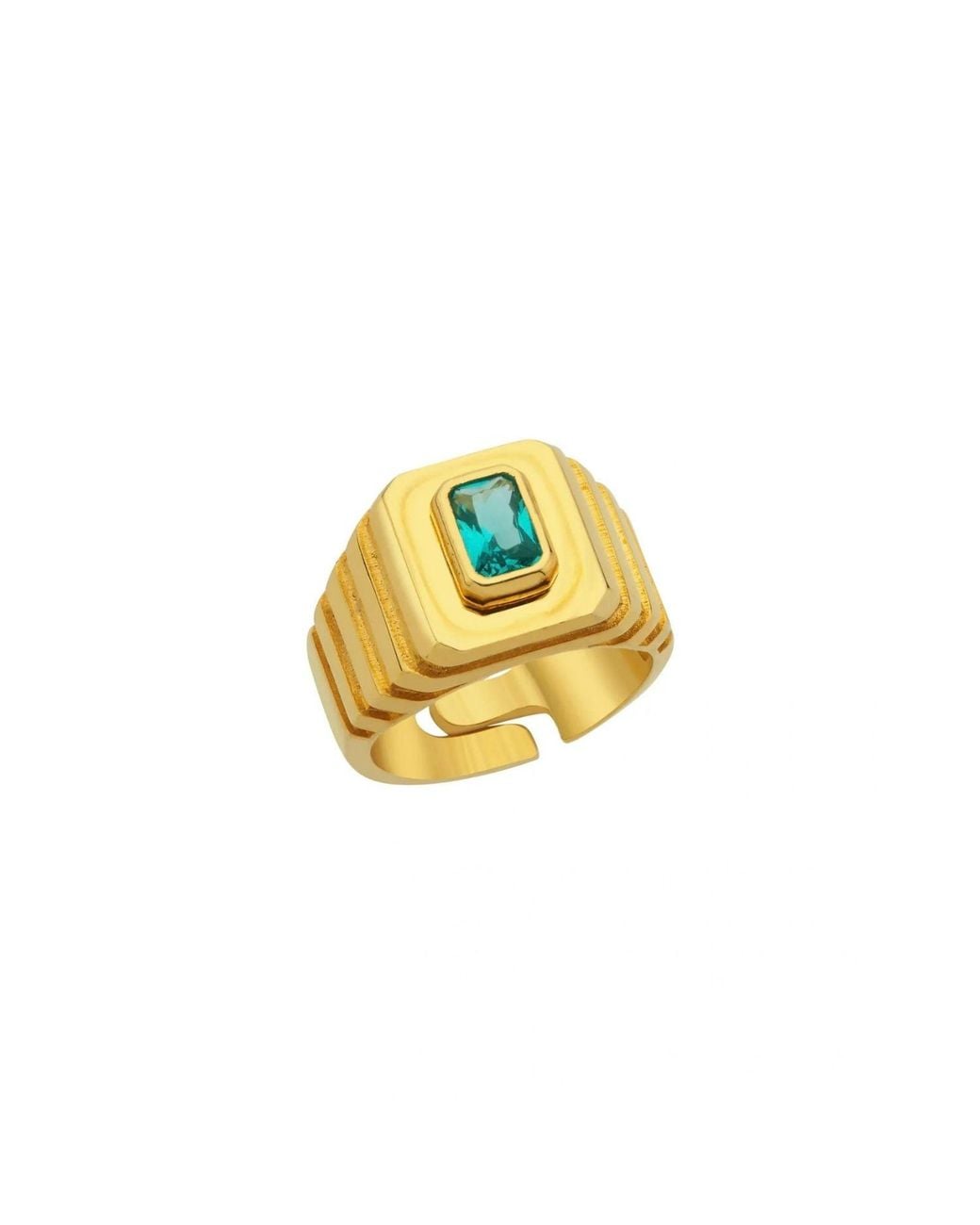 LINYA JEWELLERY Metallic Octagon Stone Signet Ring Sterling