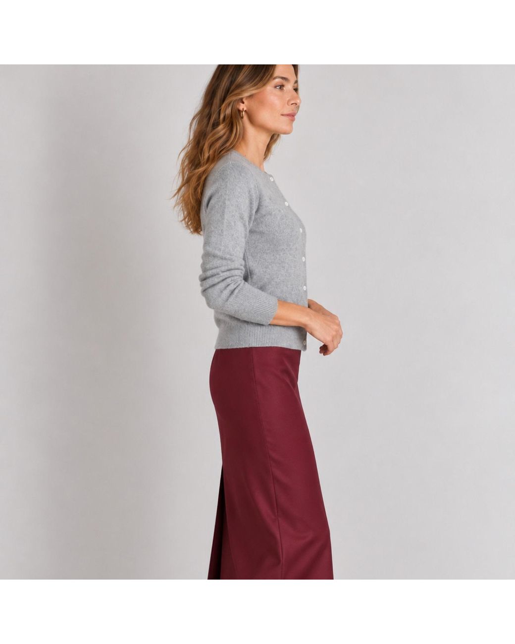 Nuvv Collection Blue Fine Knit Cardigan With Buttons Wool & Cashmere Blend Italian Yarn