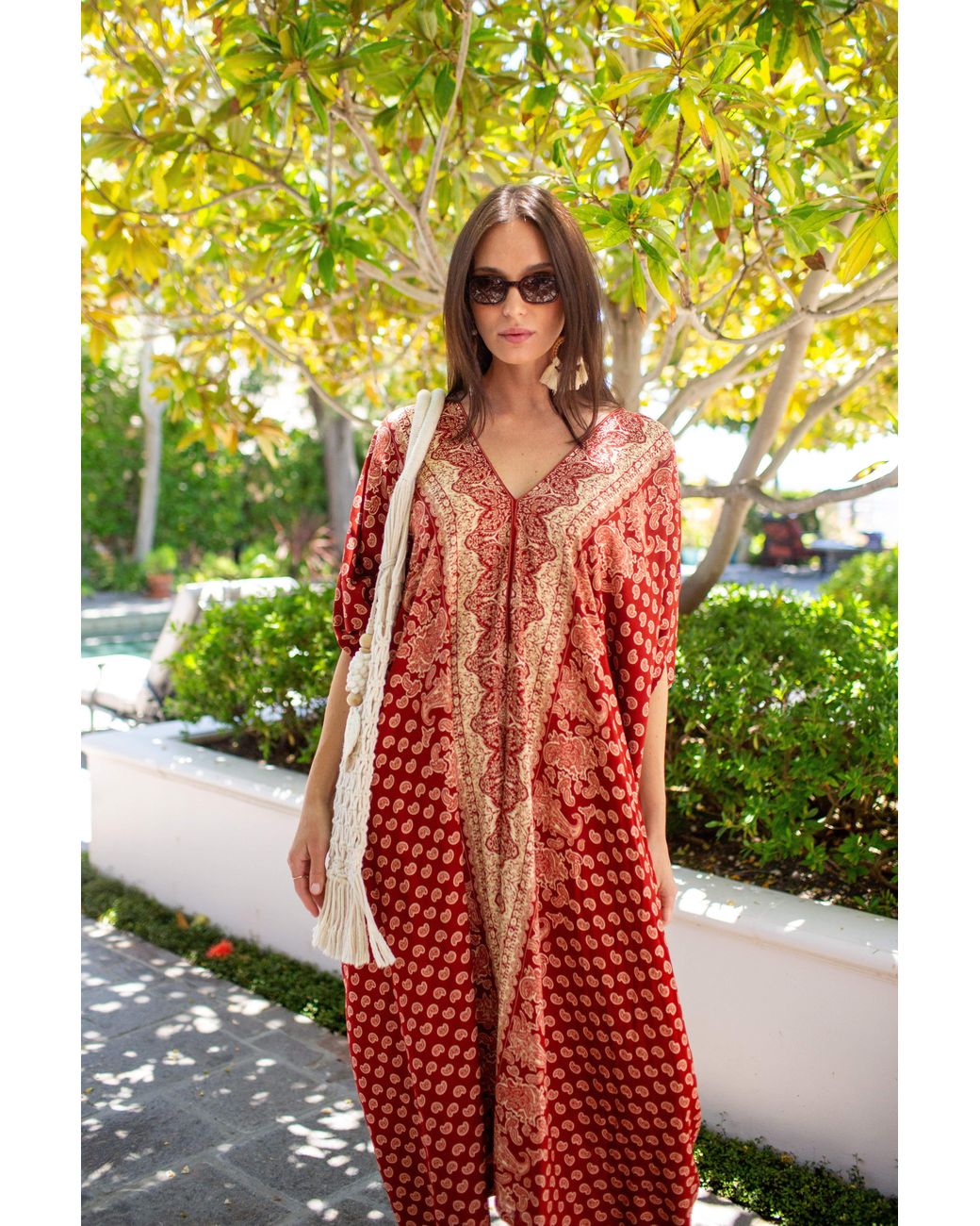 Jennafer Grace Red Artemis Ochre Paisley Caftan