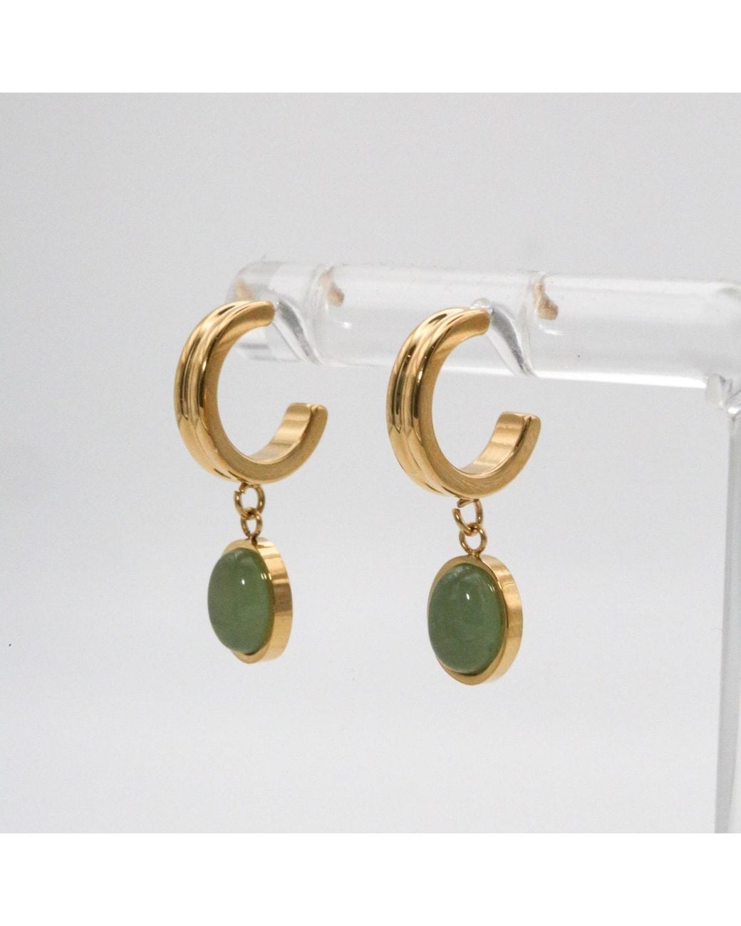 Miss Cecilia Metallic Emerald Small Hoop Earrings
