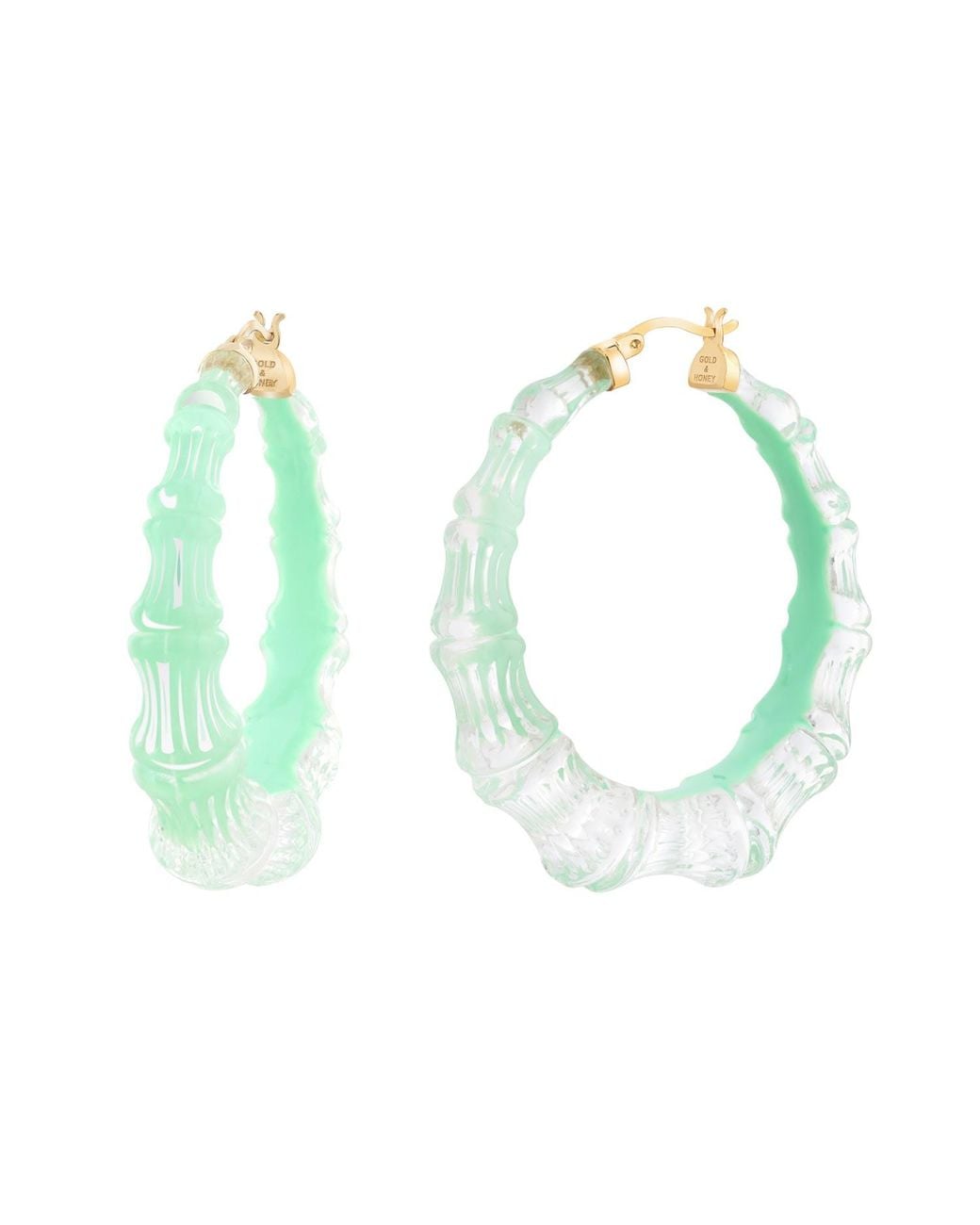 Gold & Honey Blue Bamboo Illusion Hoop Earrings