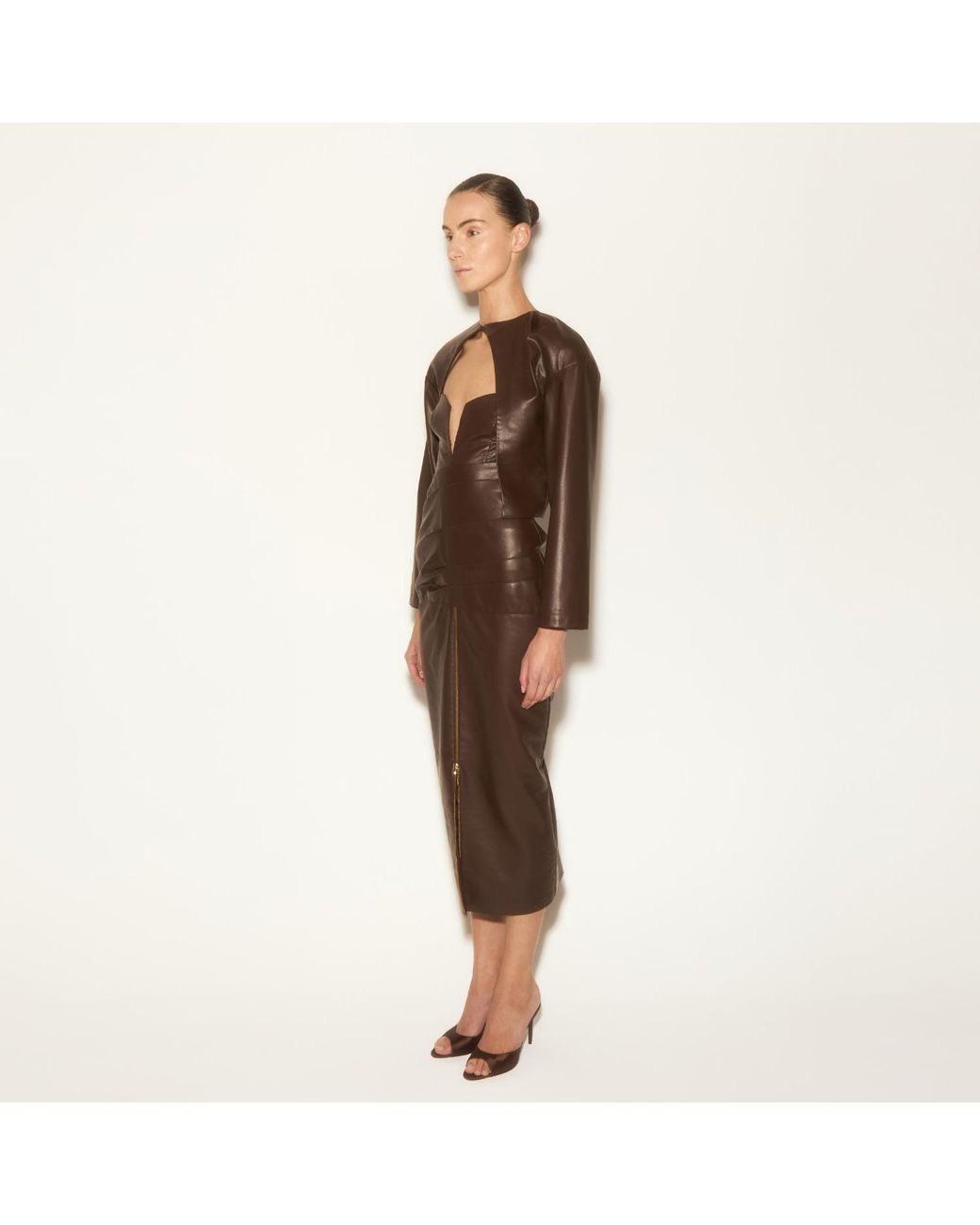 Herfetch Brown Midi Power Dress