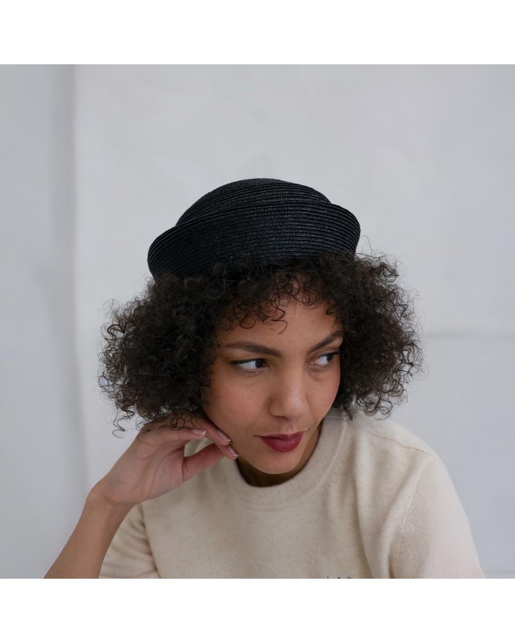 London Atelier Byproduct Blue Straw Pillbox Hat
