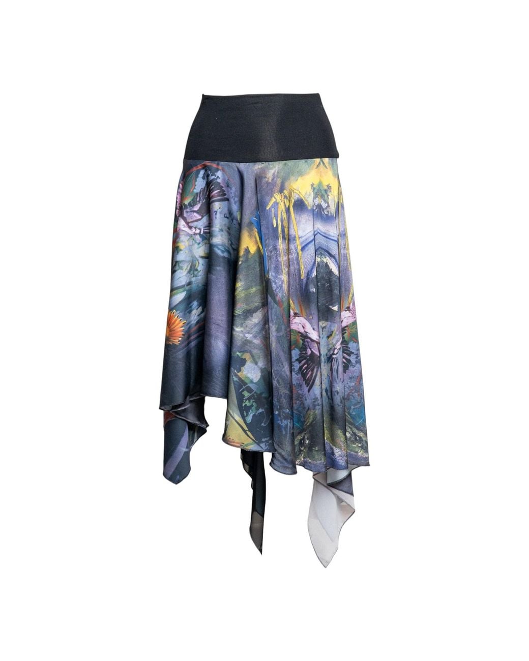ARTISTA Blue Serena Asymmetric Midi Skirt