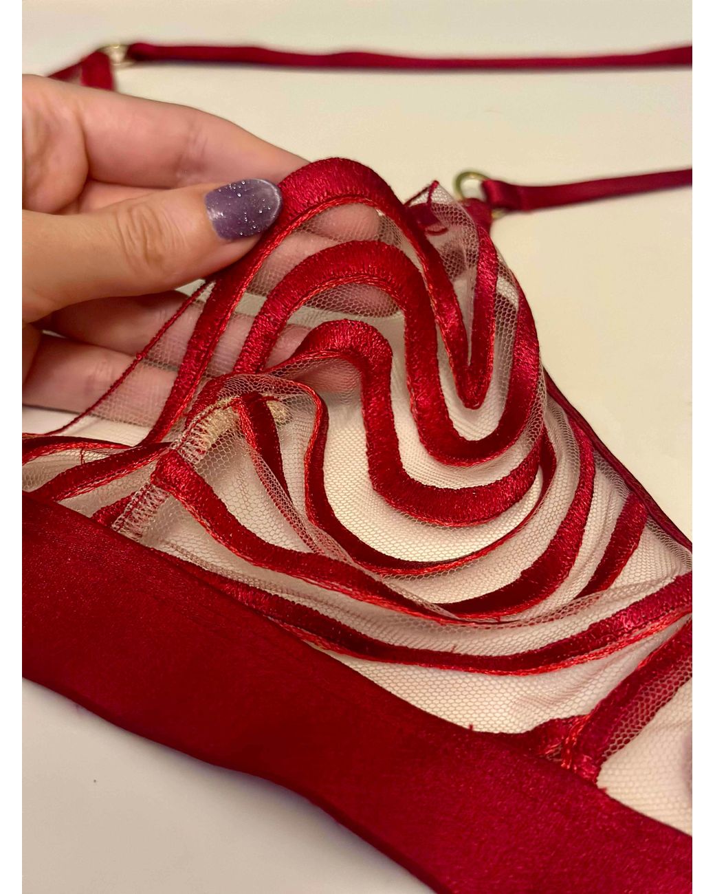 Somewhere Never Red Making Waves Triangle Bralette