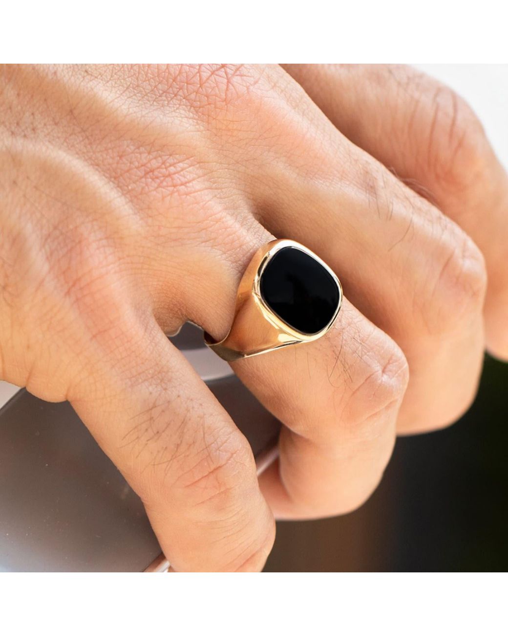 VicStoneNYC Fine Jewelry Black Natural Onyx Solid Ring For for men