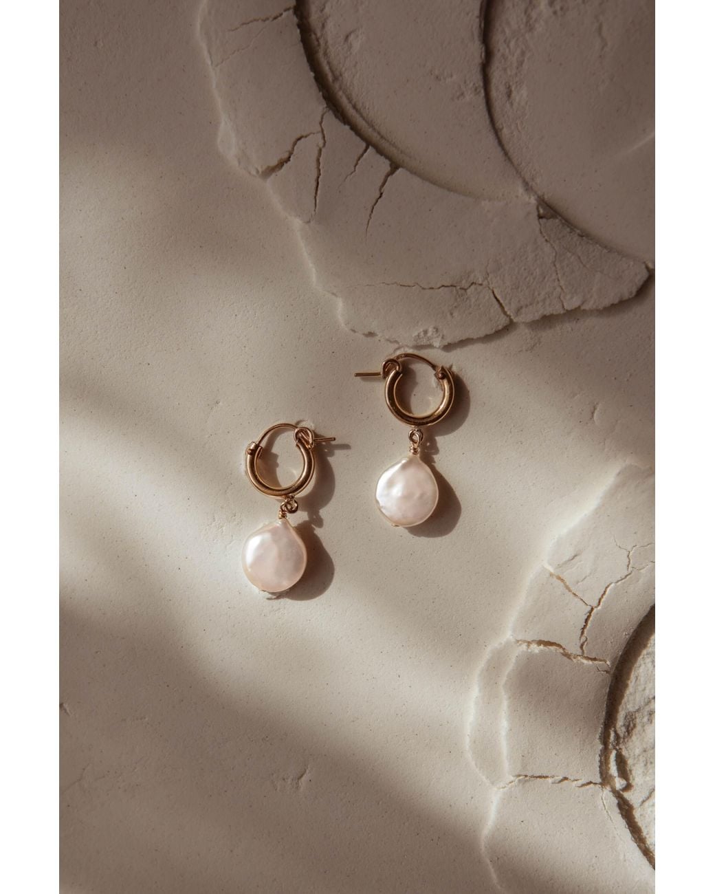 Katy Faye Metallic Moon Pearl Earrings