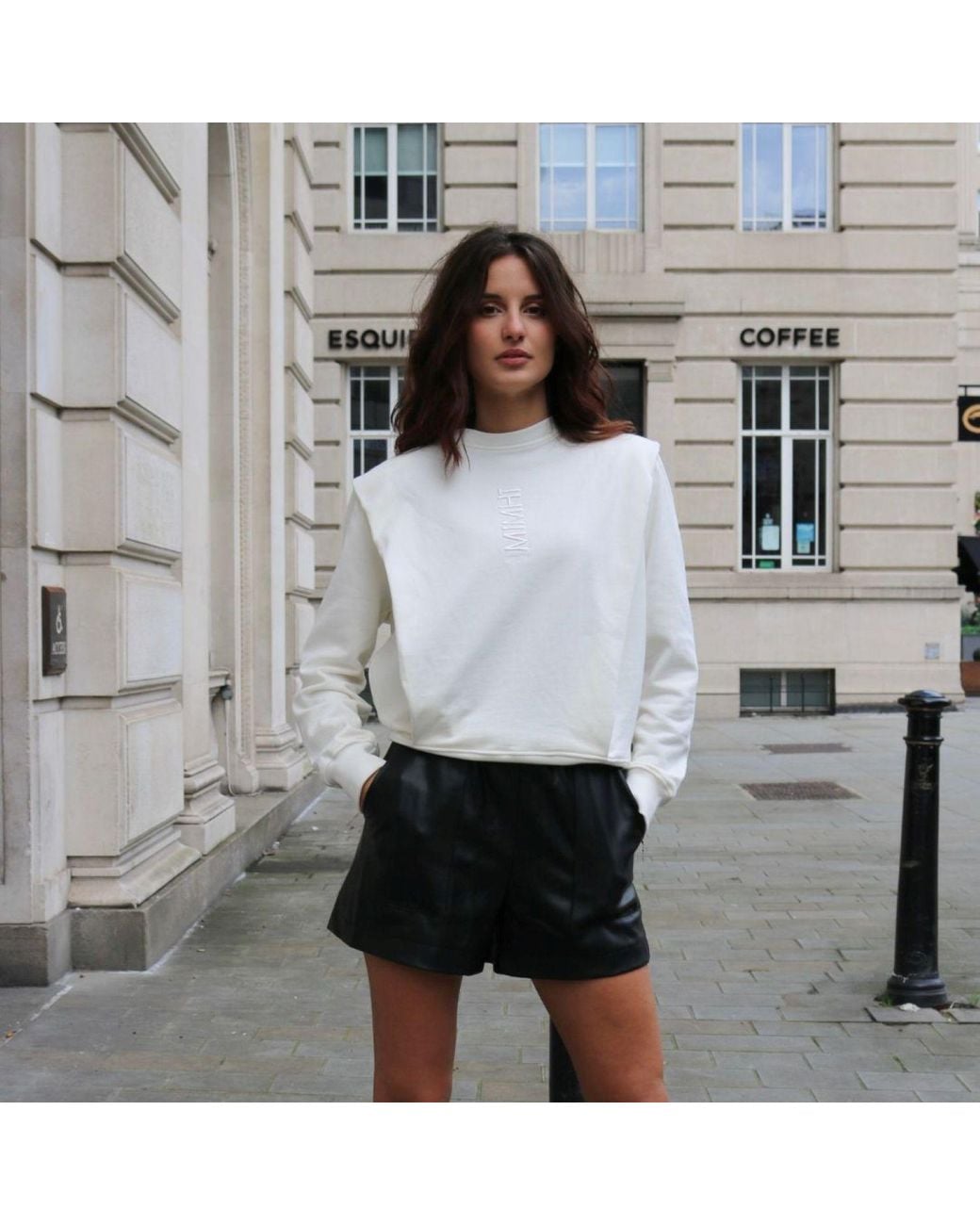 Mimhi Maison Gray Shoulder Pad Lauper Sweatshirt