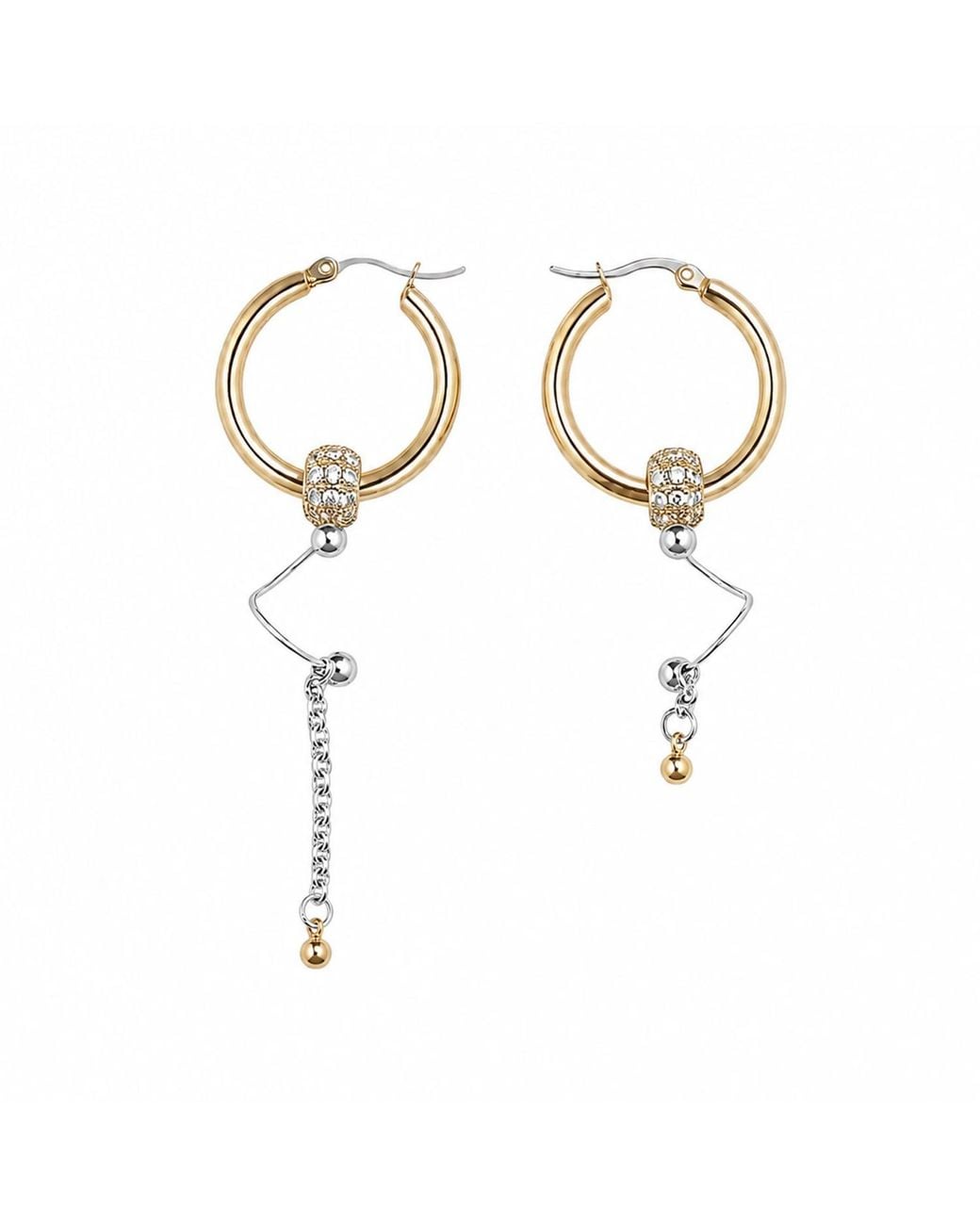 Kirei Metallic Bend Asymmetric Hoop Earrings