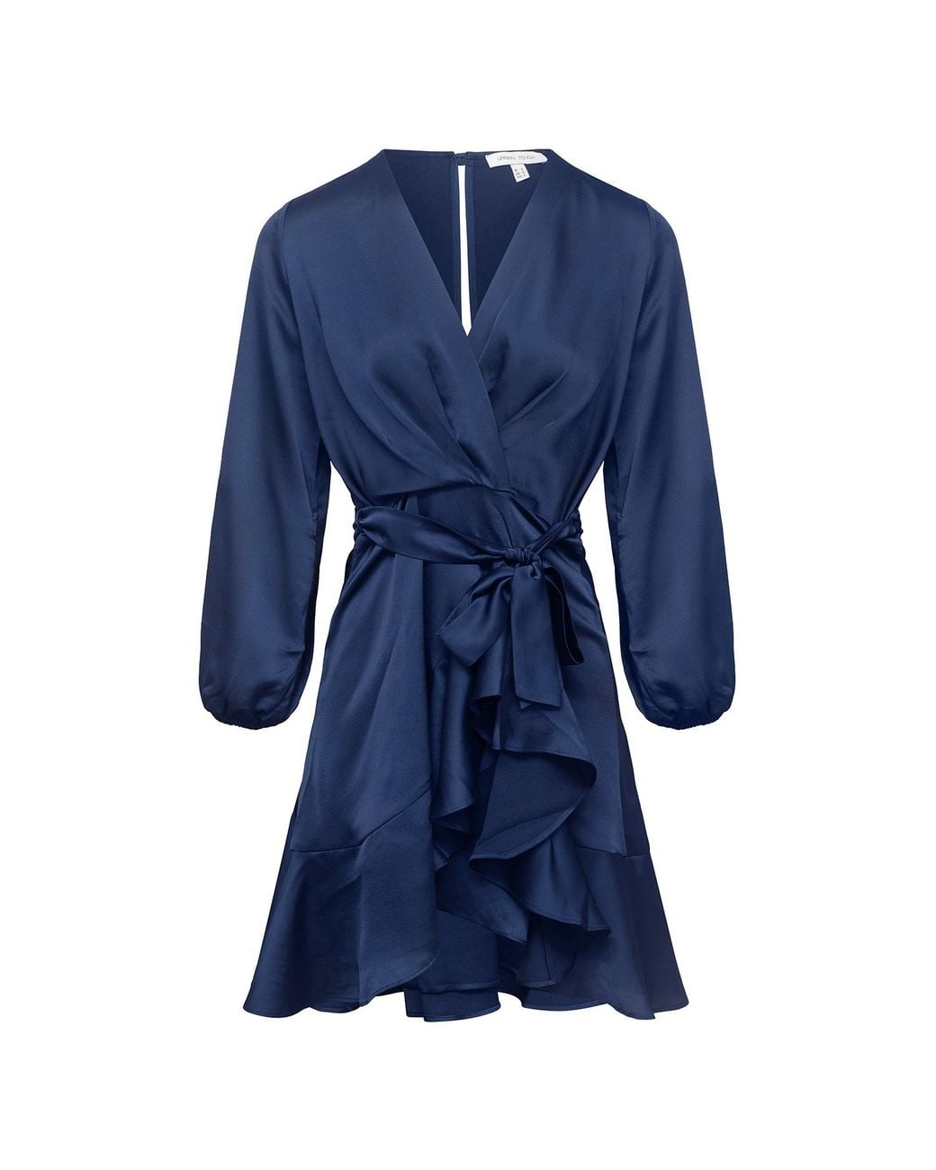 Urban Touch Blue Long Sleeve Wrap Front Dress