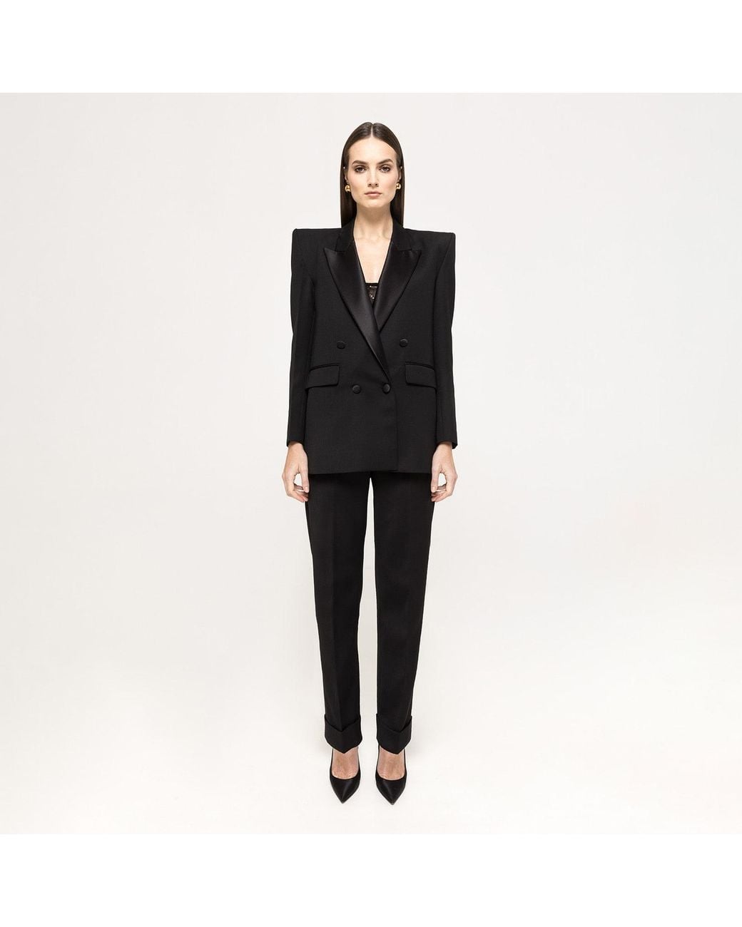 Nissa Black Tailored Wool Pants
