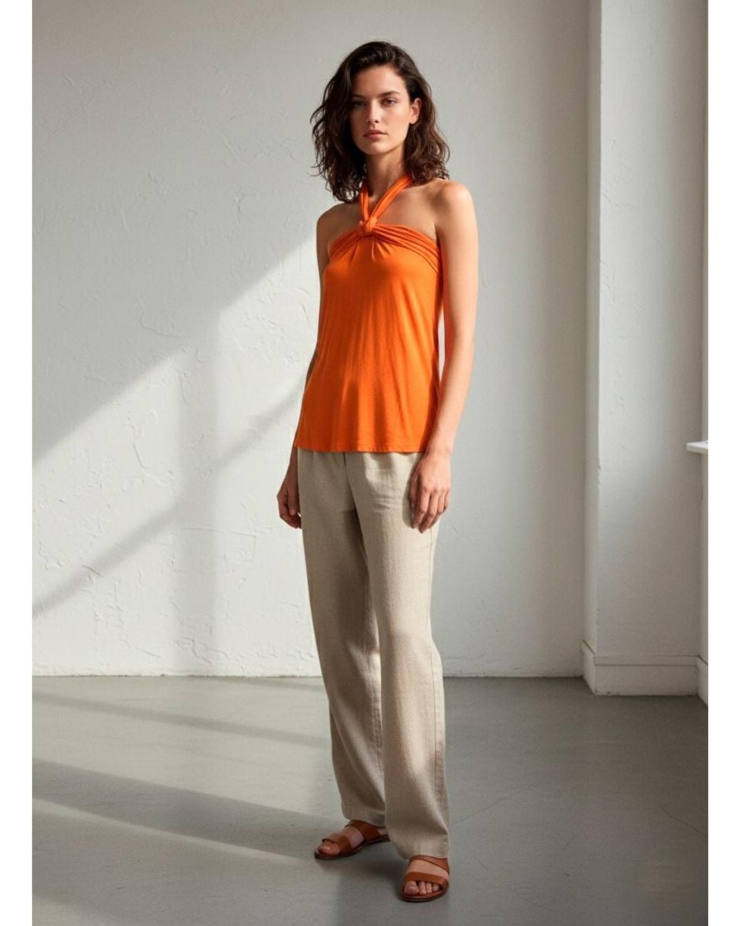 Conquista Orange Halter Neck Top – Effortless Summer Elegance