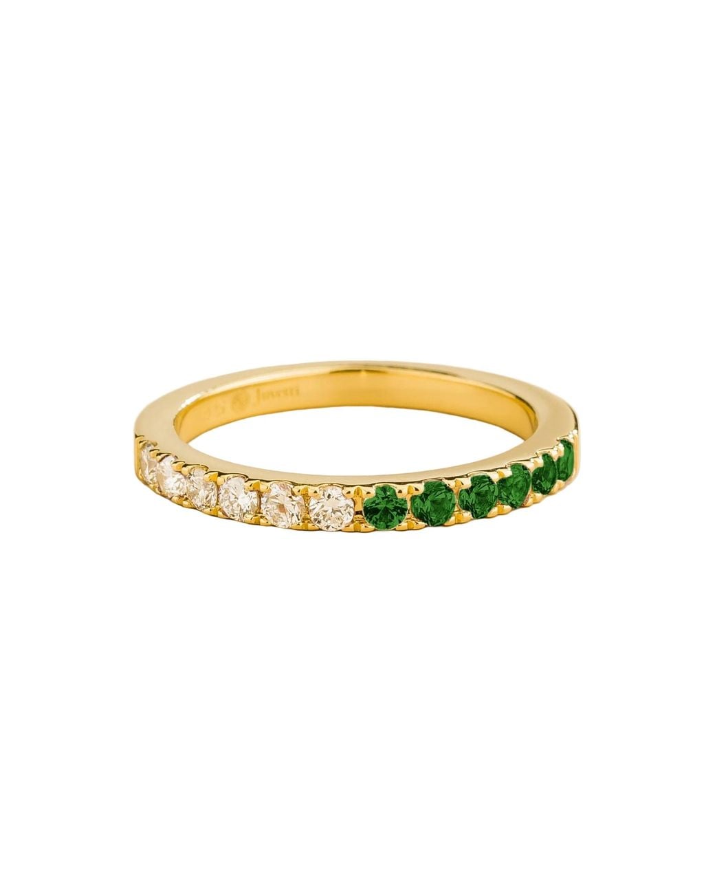 Juvetti Yellow Dimi Emerald & Diamond Half Eternity Ring
