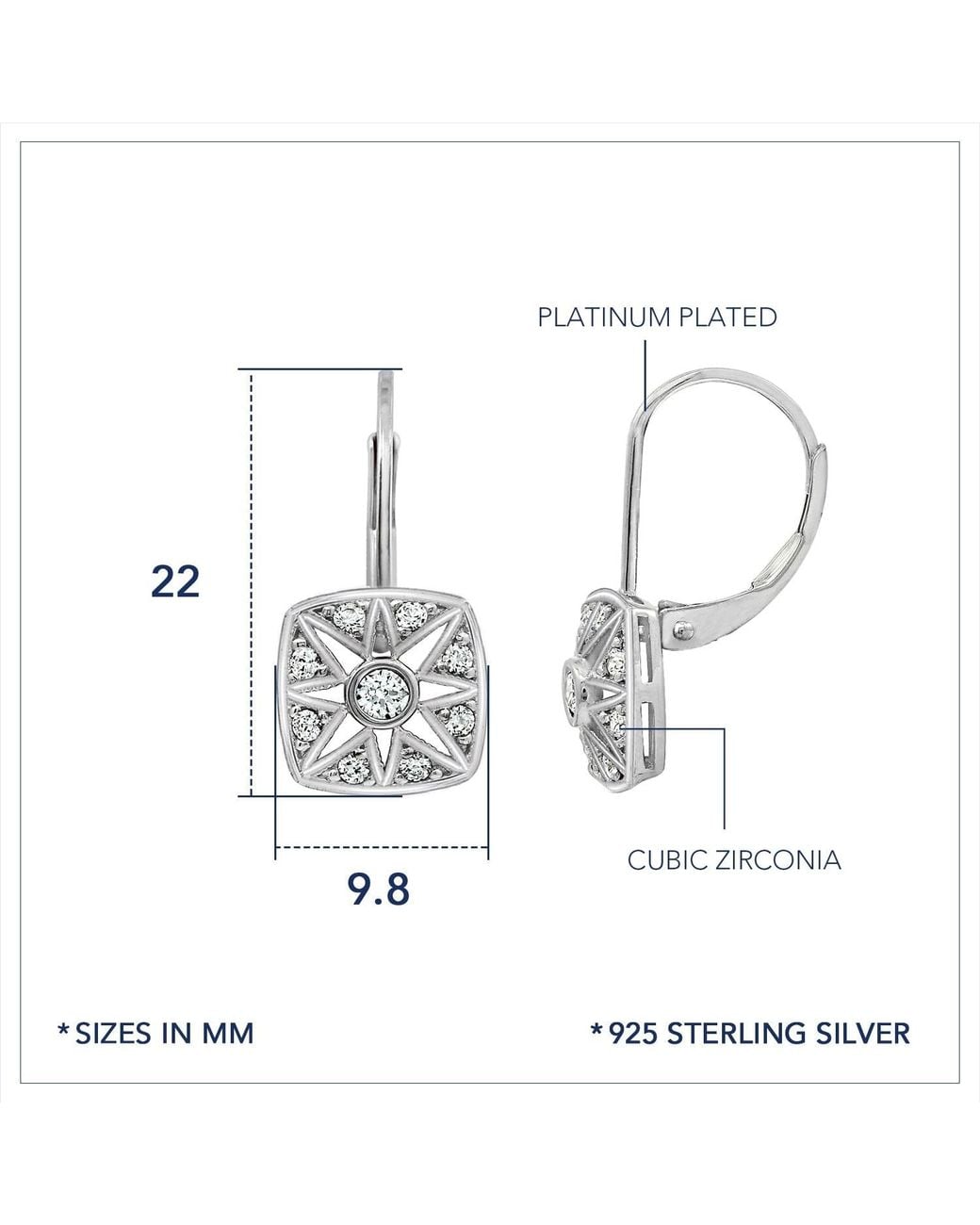 Diamonbliss Metallic Marilyn Monroe Vintage Square Leverback Earrings