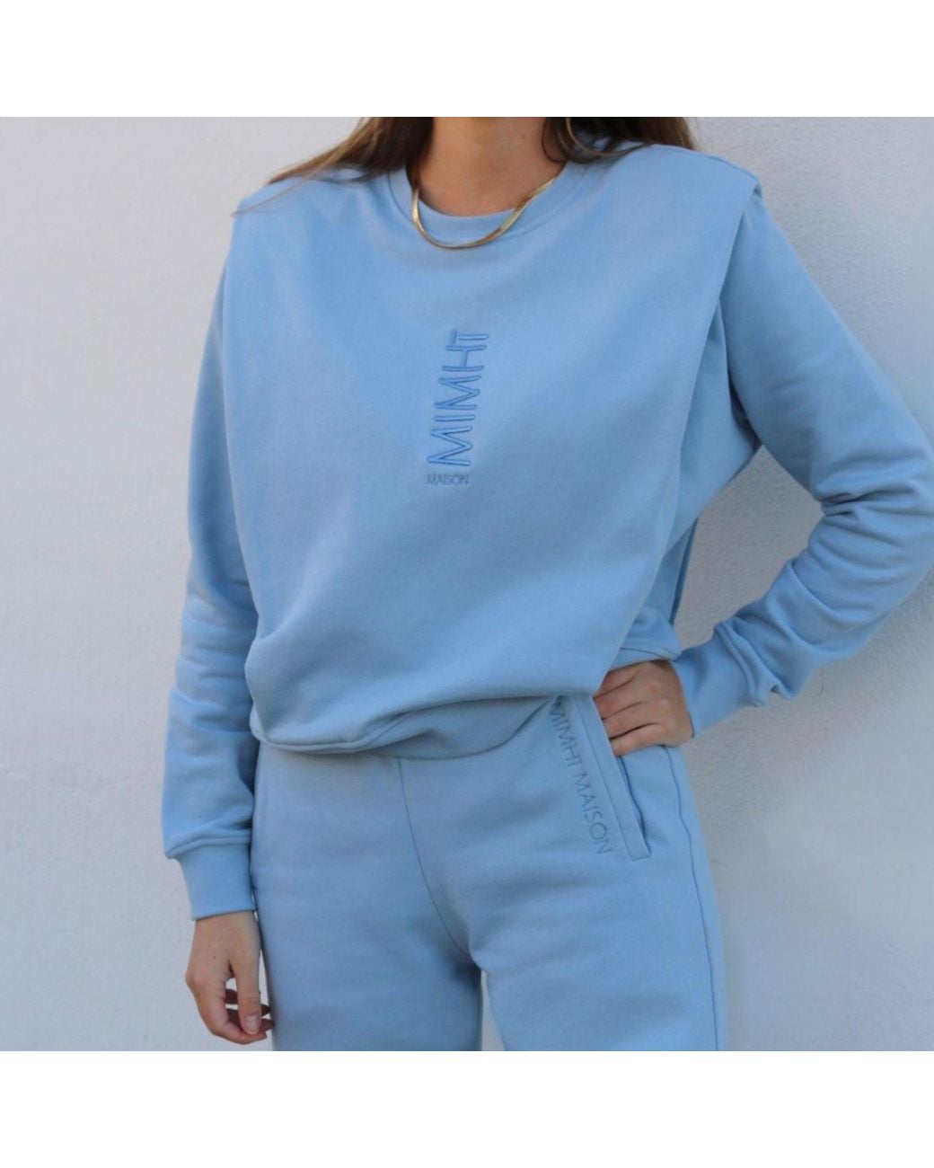 Mimhi Maison Blue Shoulder Pad Cotton Sweatshirt – Baby