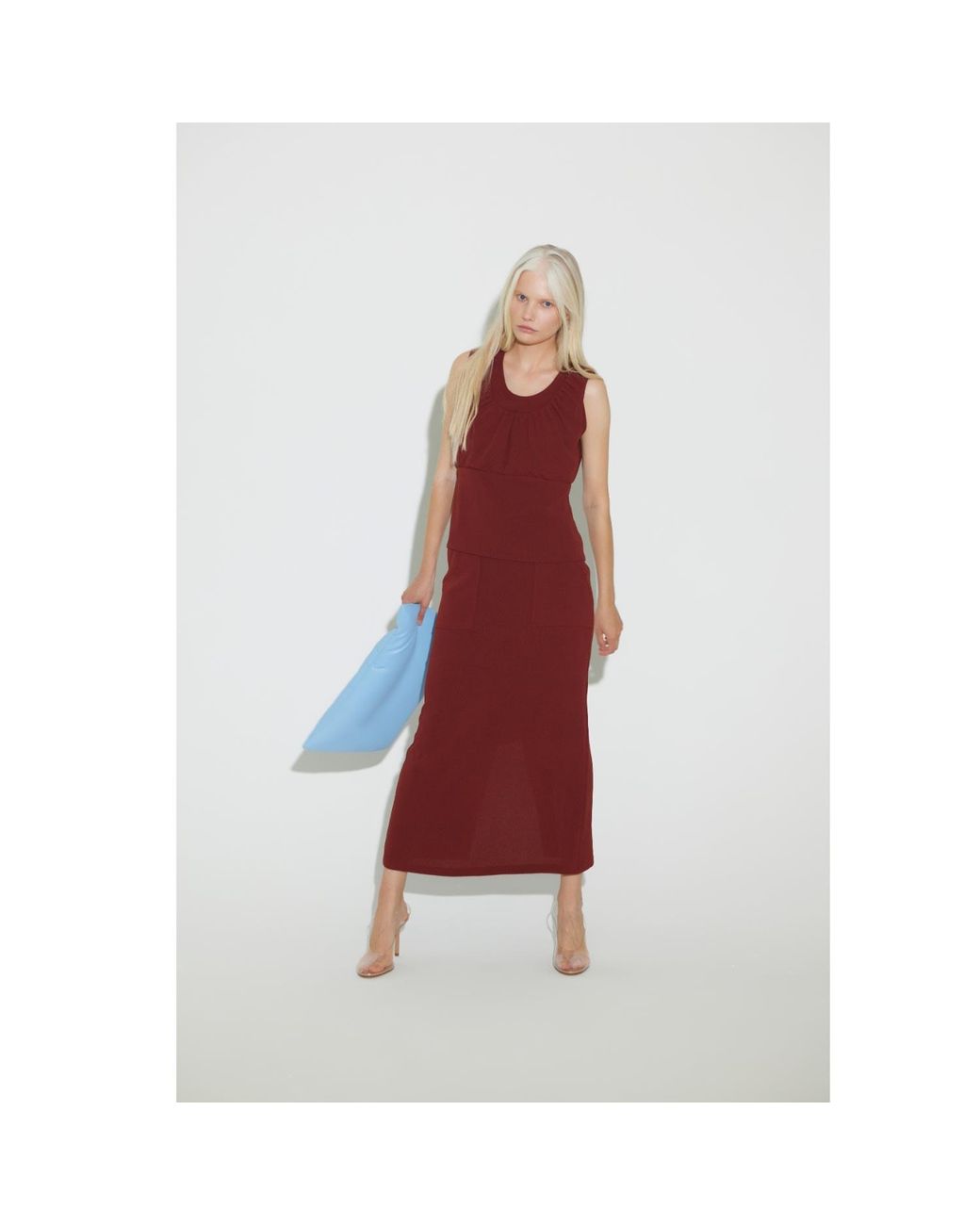 Julia Allert Red Summer Crinkled Sleeveless Top & Long Skirt Set