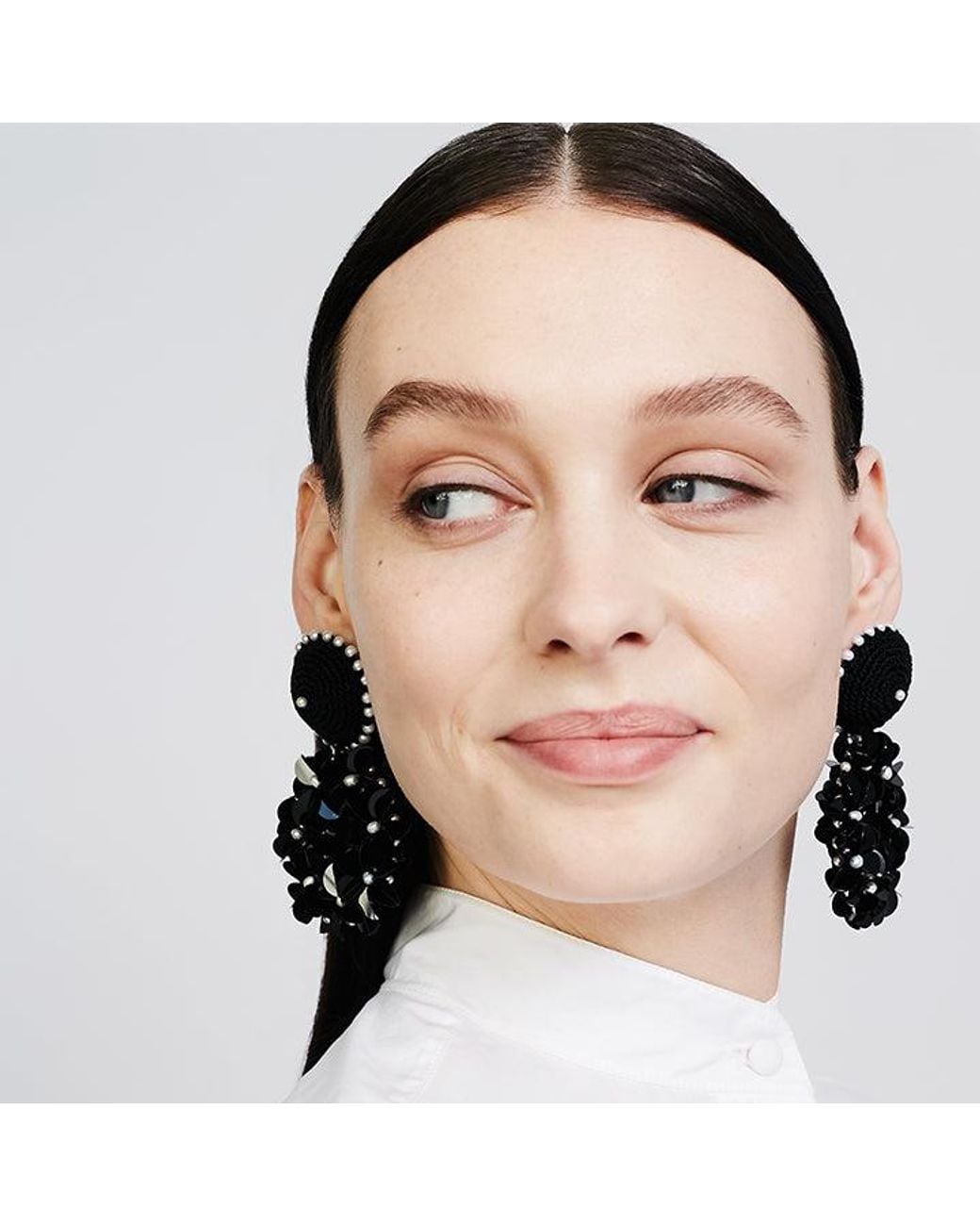 PINAR OZEVLAT Black Petite Yasmine Hoops
