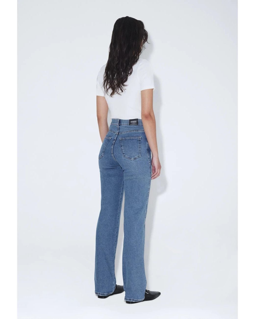 Dr. Denim Blue Moxy High Straight- Cape Sky Worn Hem