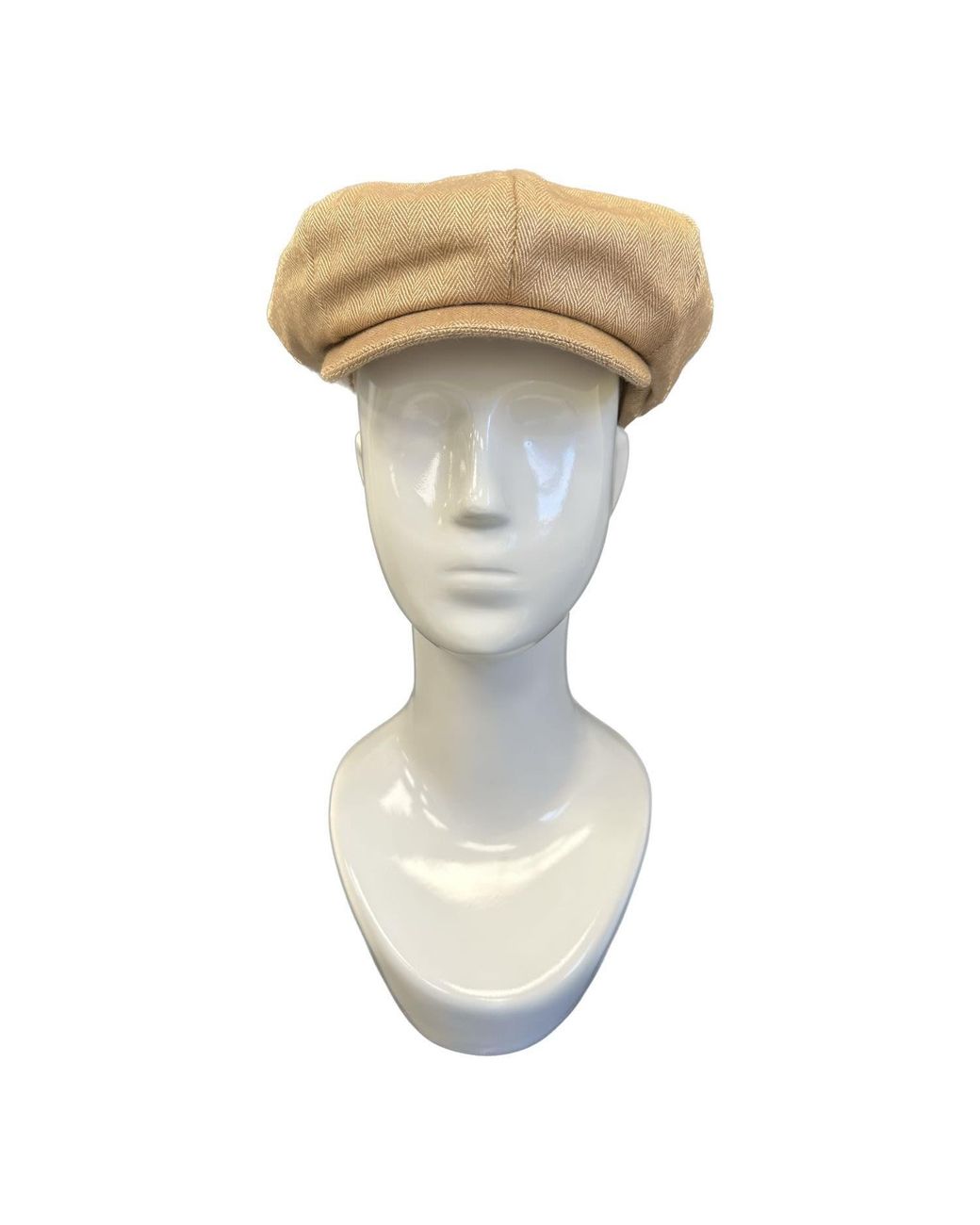 Kinalba Green Neutrals Vicuna Herringbone Cashmere Baker Boy Cap for men