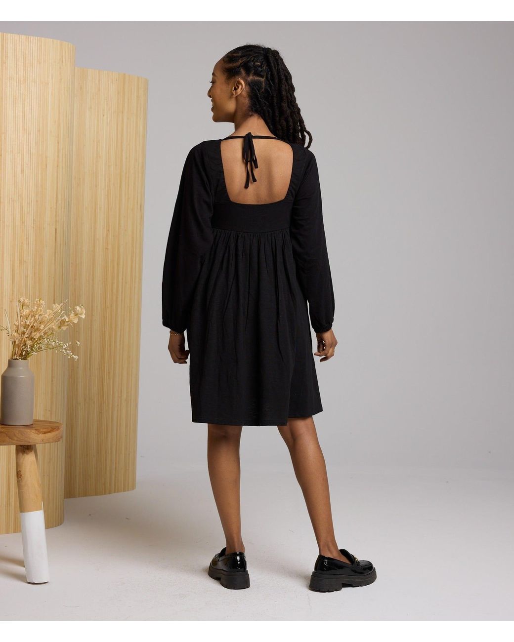 Known Supply Black Long Sleeve Babydoll Dress