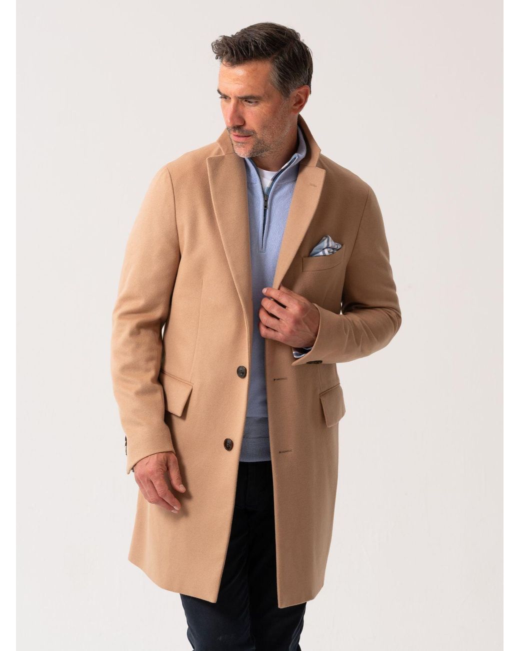 Koy Clothing Brown Neutrals Wool & Cashmere Overcoat for men